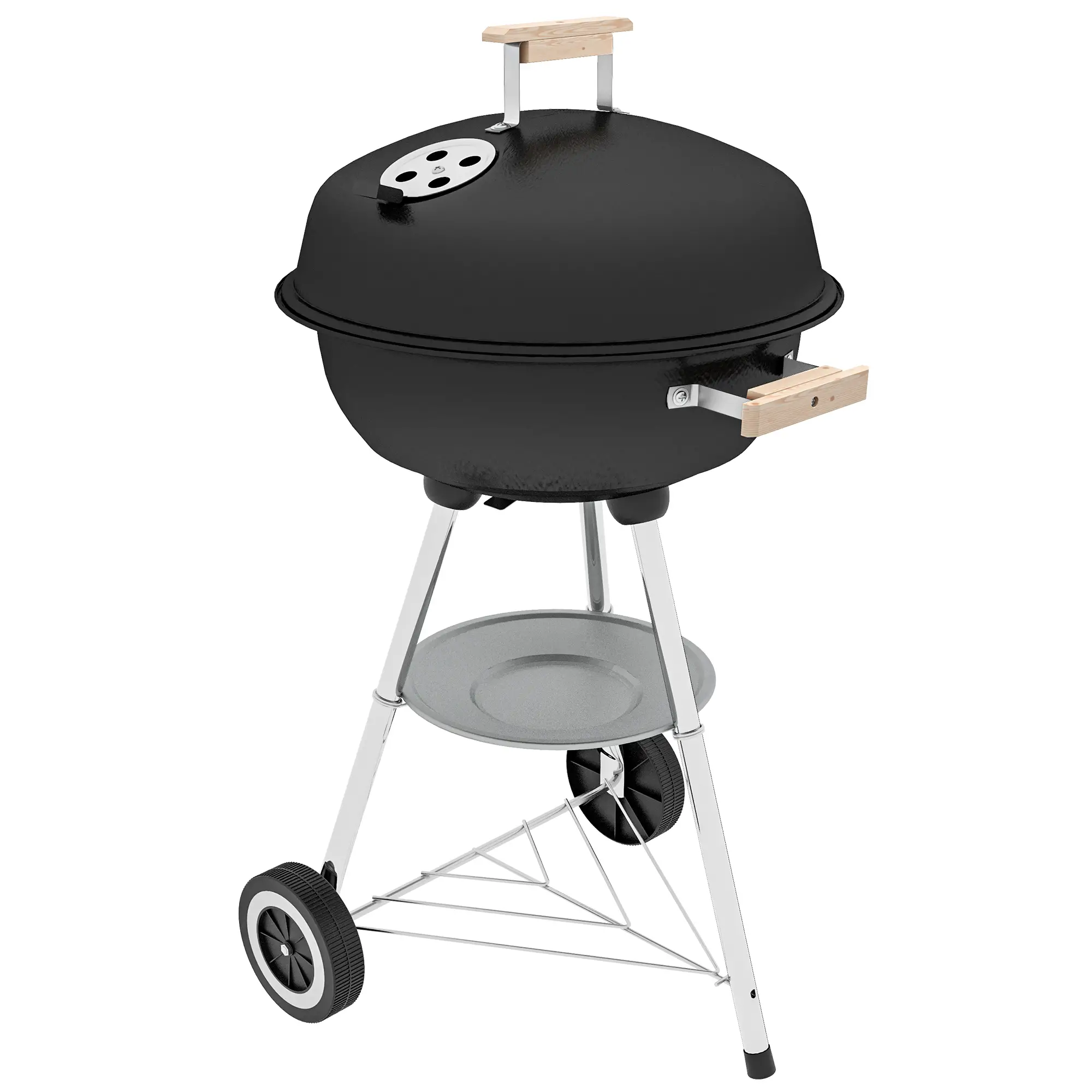 Portable Charcoal BBQ Grill, Steel Outdoor Cooker With Lid, Black - Image 11