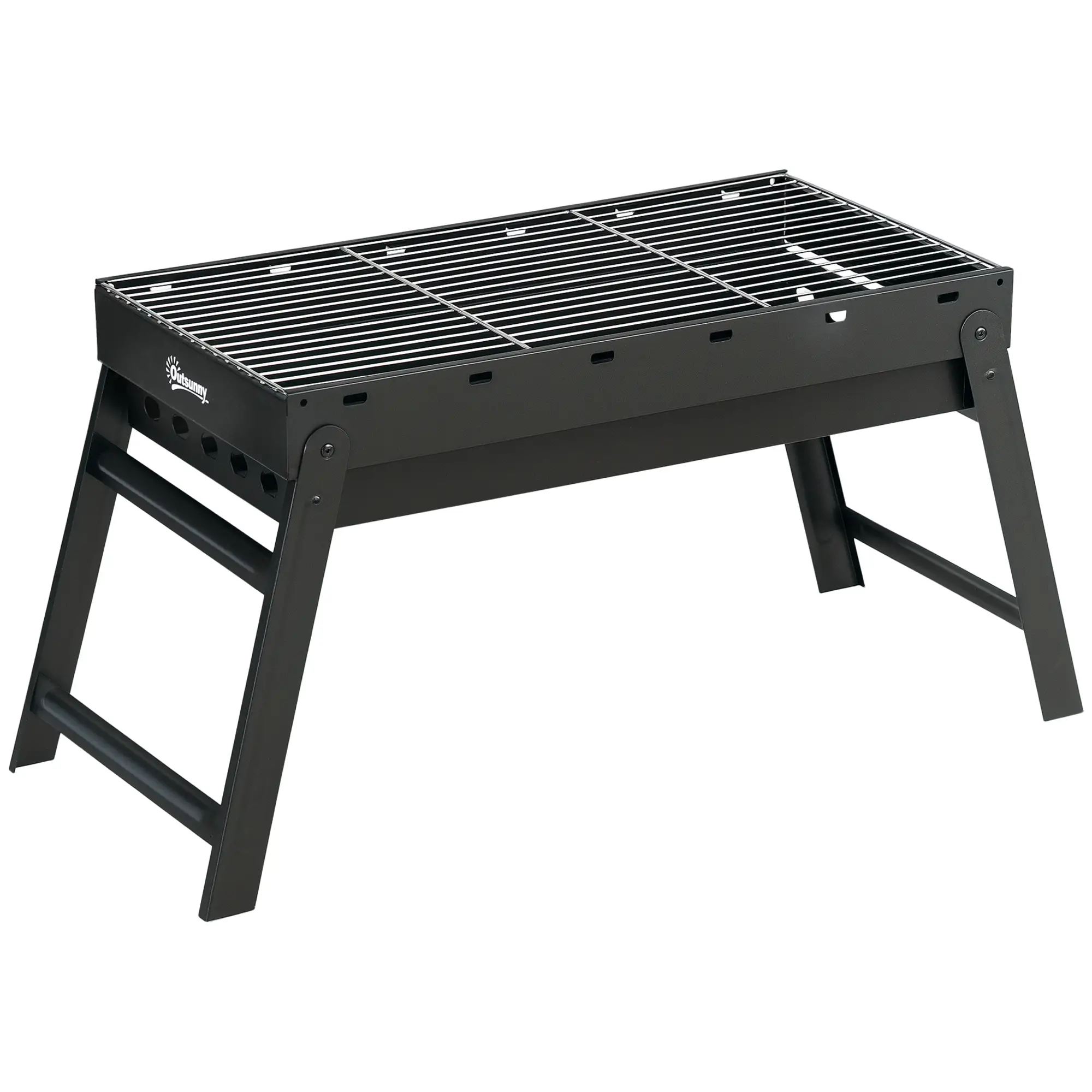 Portable Charcoal Grill With Pull-Out Basin, Folding Tabletop BBQ, Black - Image 11