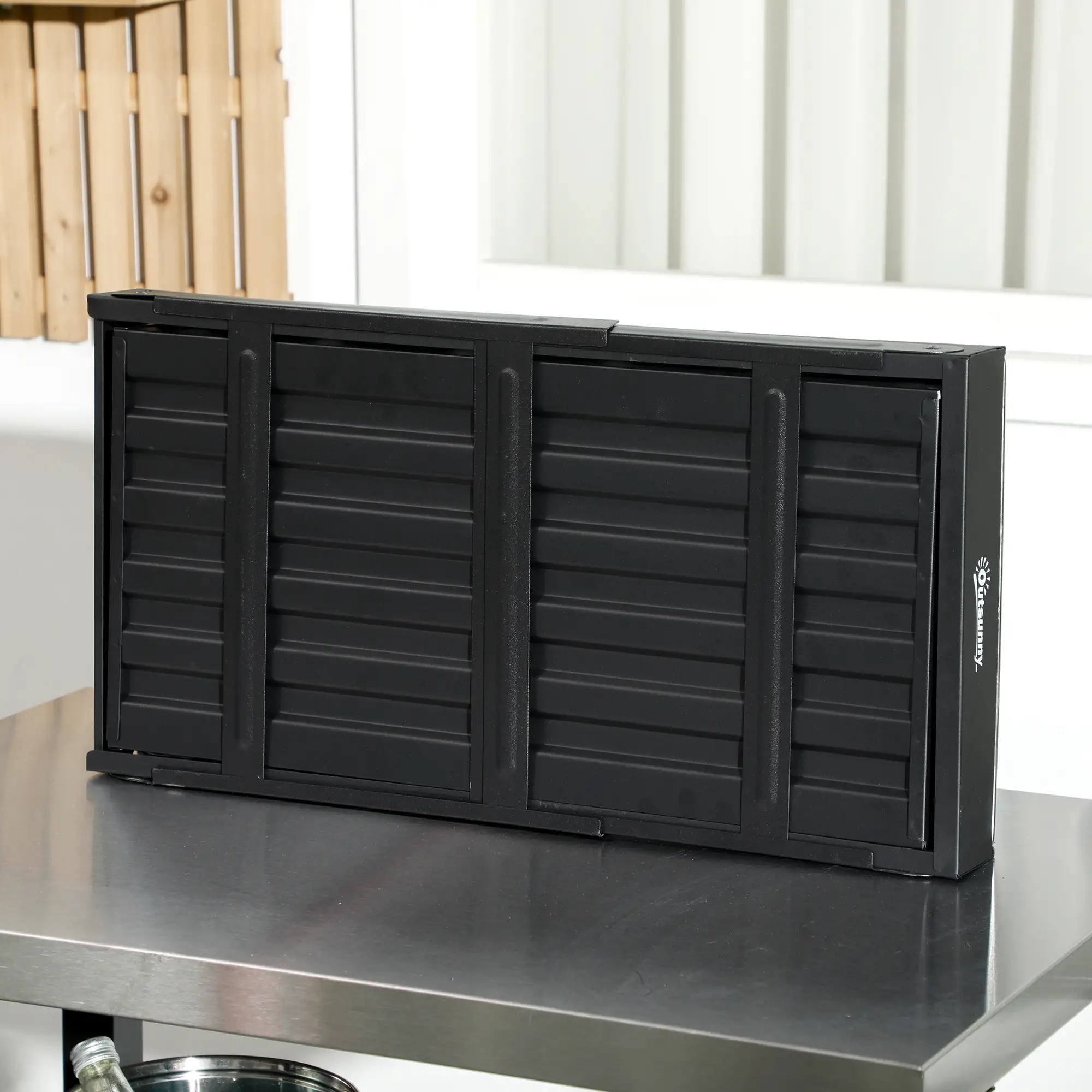 Portable Charcoal Grill With Pull-Out Basin, Folding Tabletop BBQ, Black - Image 7