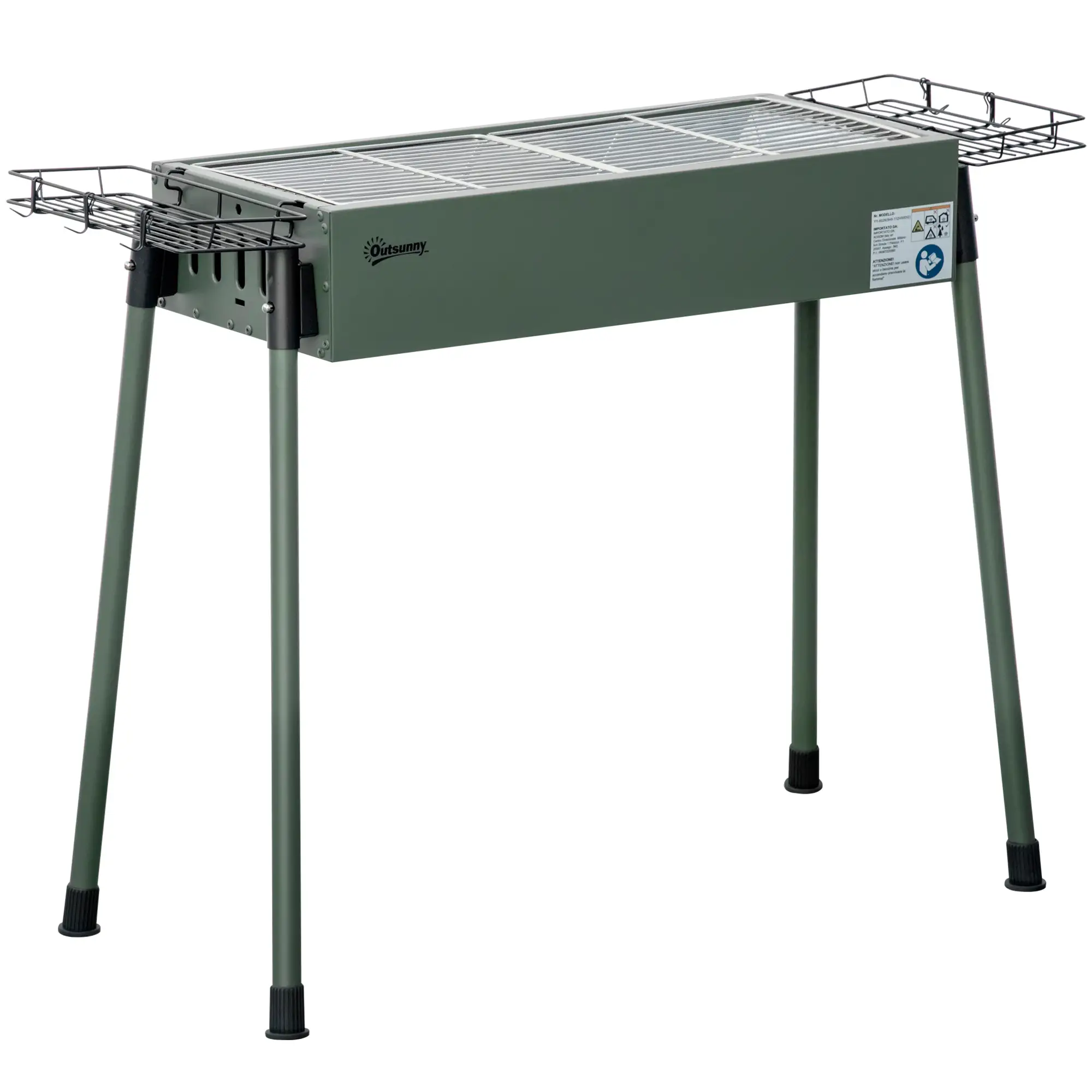 Portable Charcoal Grill With Side Baskets, Dark Green - Image 11