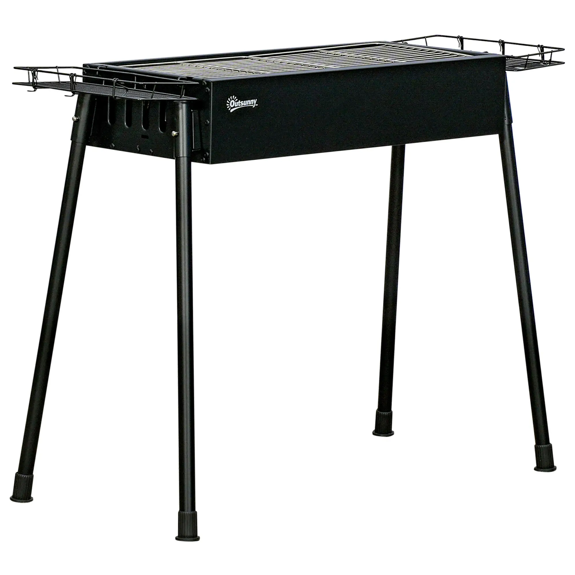 Portable Charcoal Grill With Side Baskets, Hooks, Nets, Black - Image 11