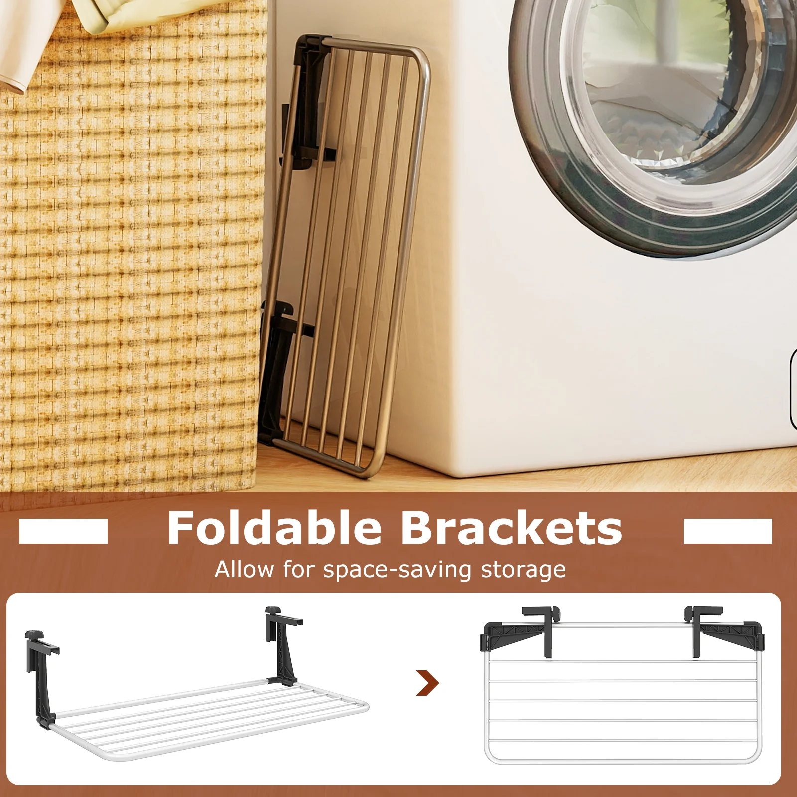 Portable Clothes Drying Rack Aluminum Towel Rack with Adjustable and Foldable Brackets - Image 10