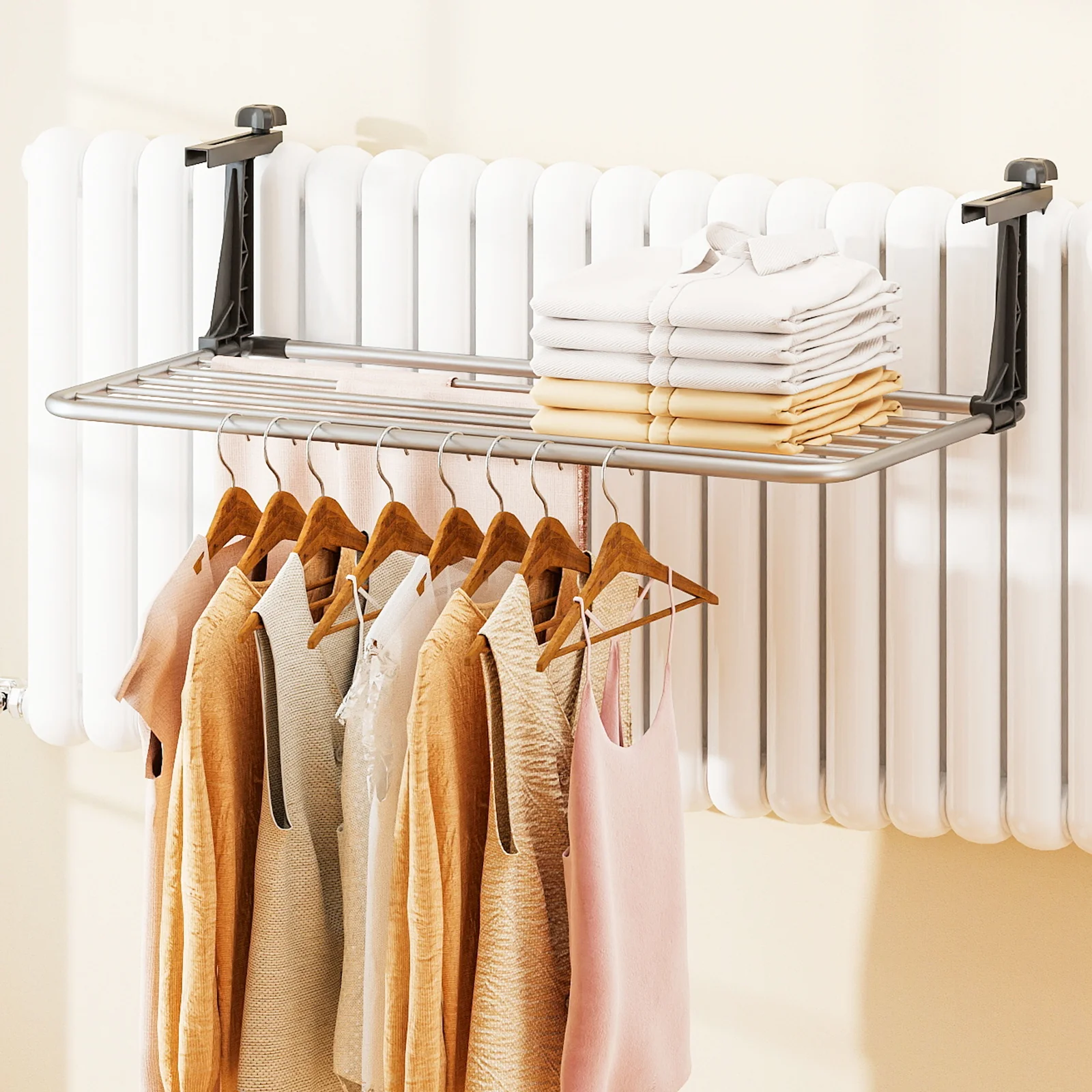 Portable Clothes Drying Rack Aluminum Towel Rack with Adjustable and Foldable Brackets - Image 2