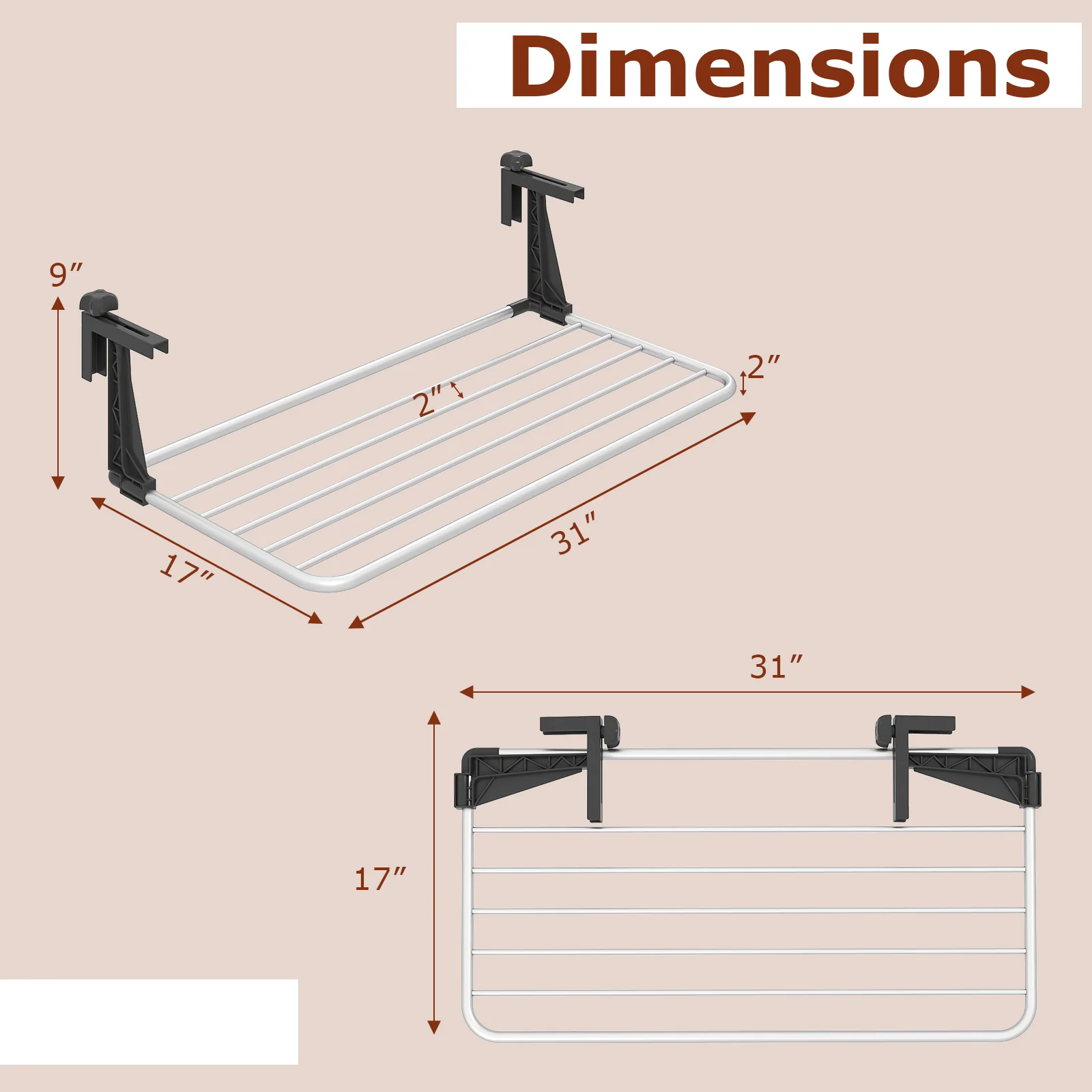 Portable Clothes Drying Rack Aluminum Towel Rack with Adjustable and Foldable Brackets - Image 6