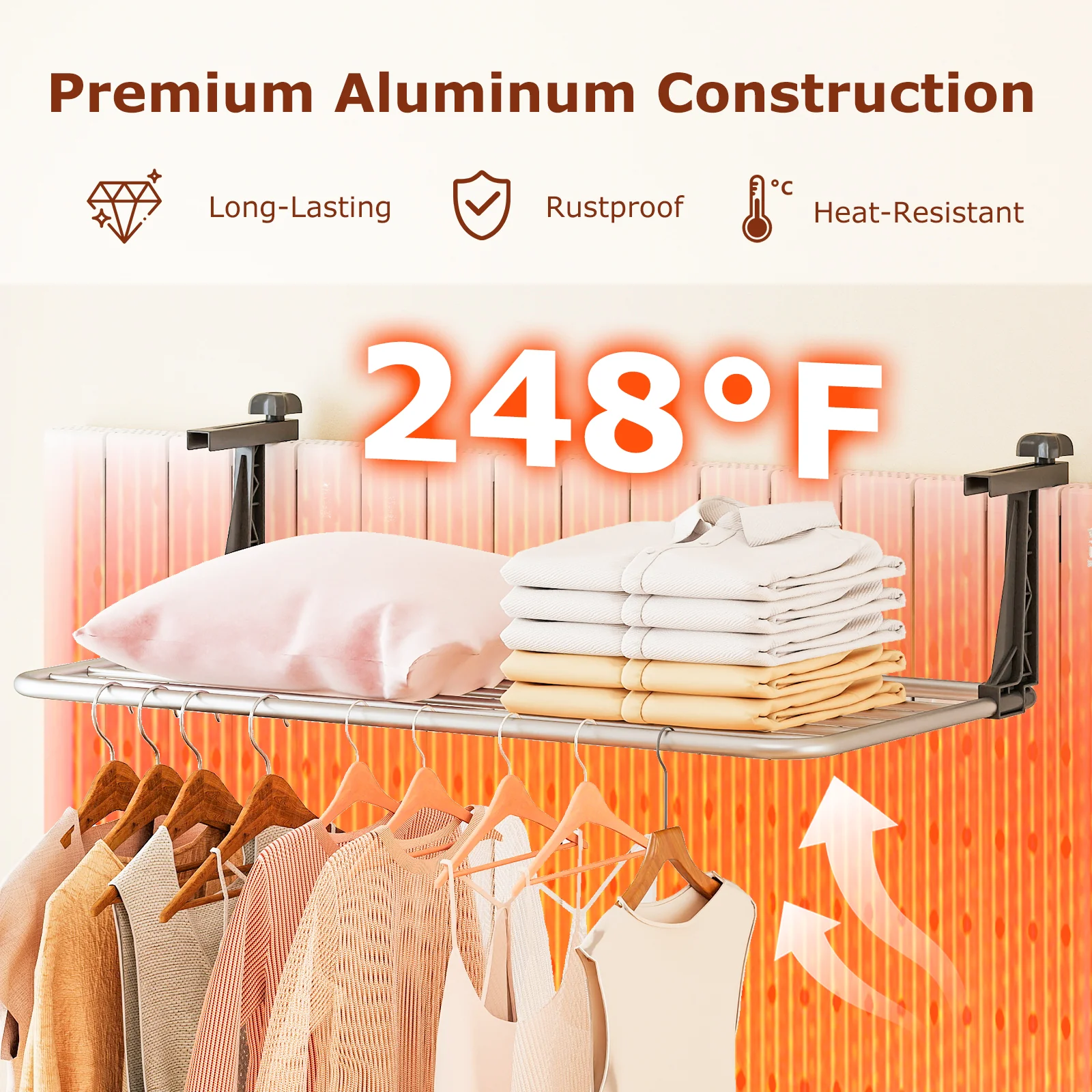 Portable Clothes Drying Rack Aluminum Towel Rack with Adjustable and Foldable Brackets - Image 7