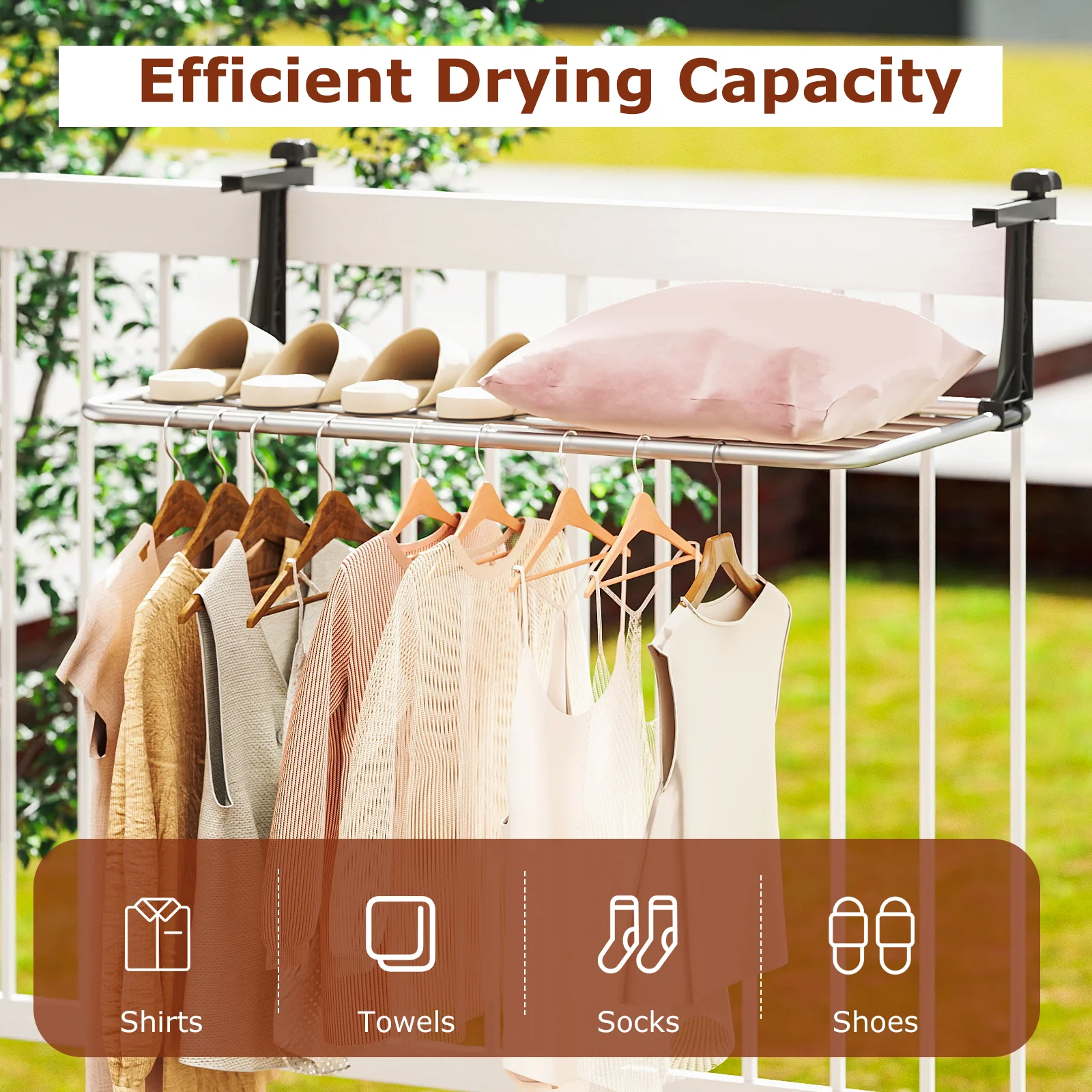 Portable Clothes Drying Rack Aluminum Towel Rack with Adjustable and Foldable Brackets - Image 9