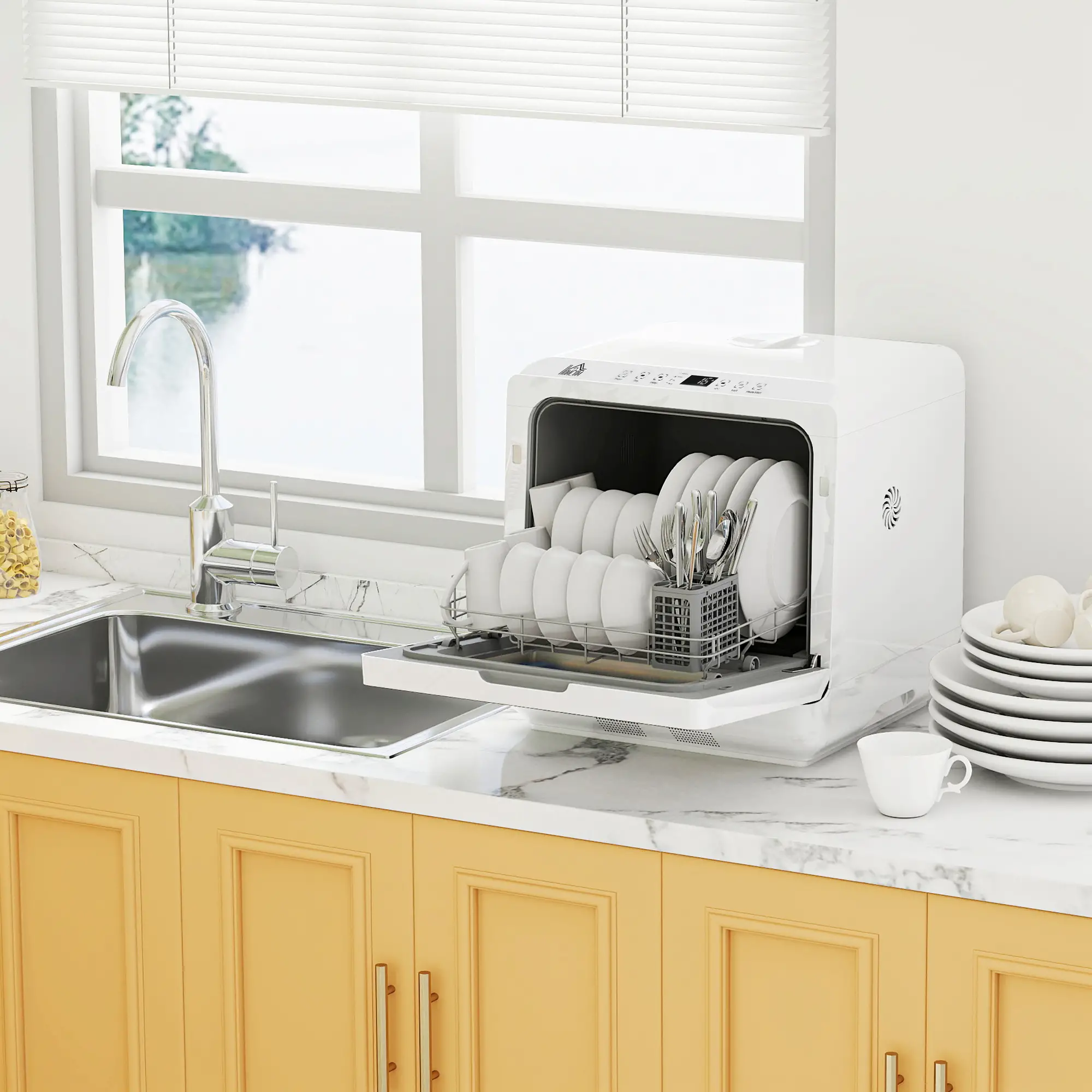 Portable Counter Dishwasher, 4 Place Settings, 5 Programs, Air-Dry - Image 10