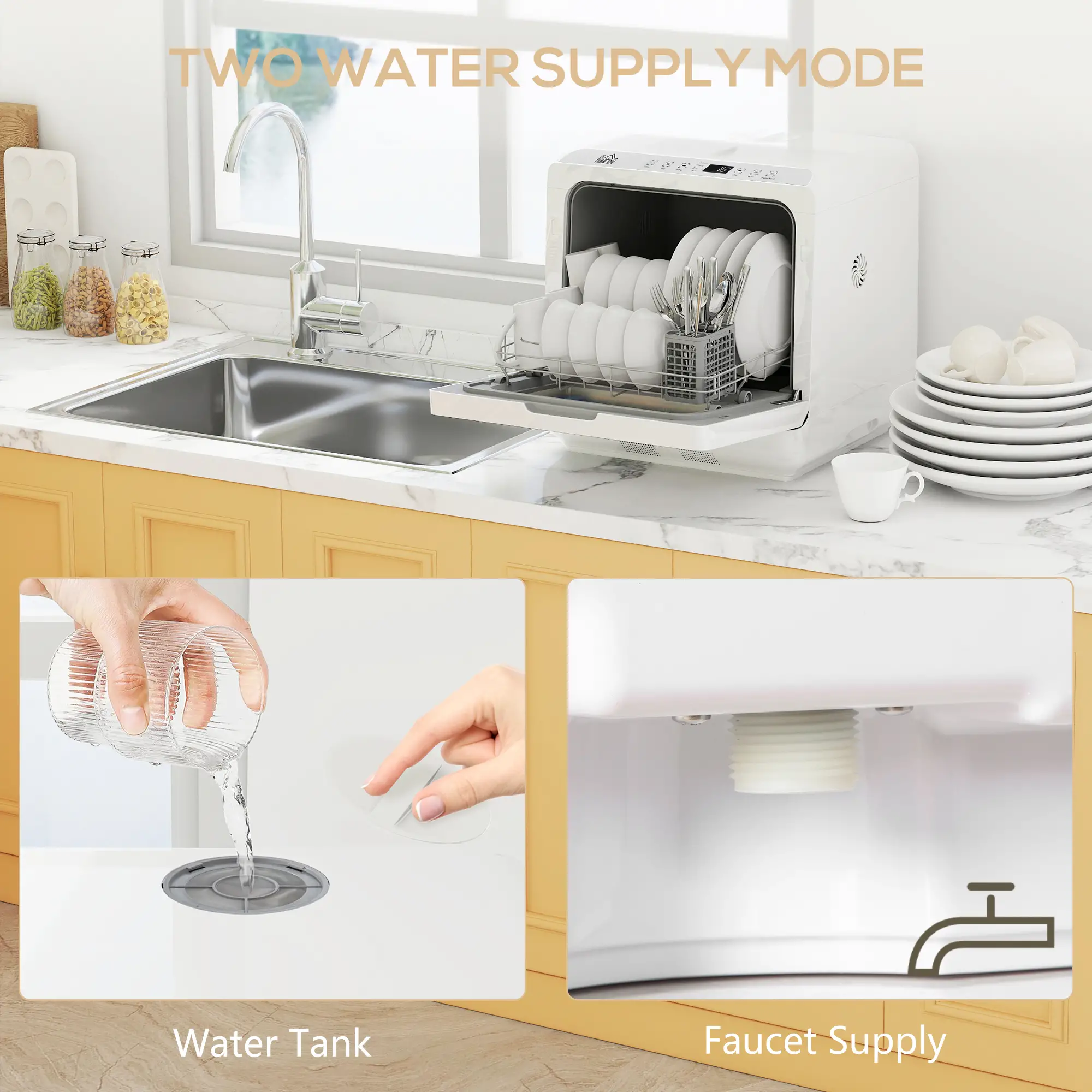 Portable Counter Dishwasher, 4 Place Settings, 5 Programs, Air-Dry - Image 6