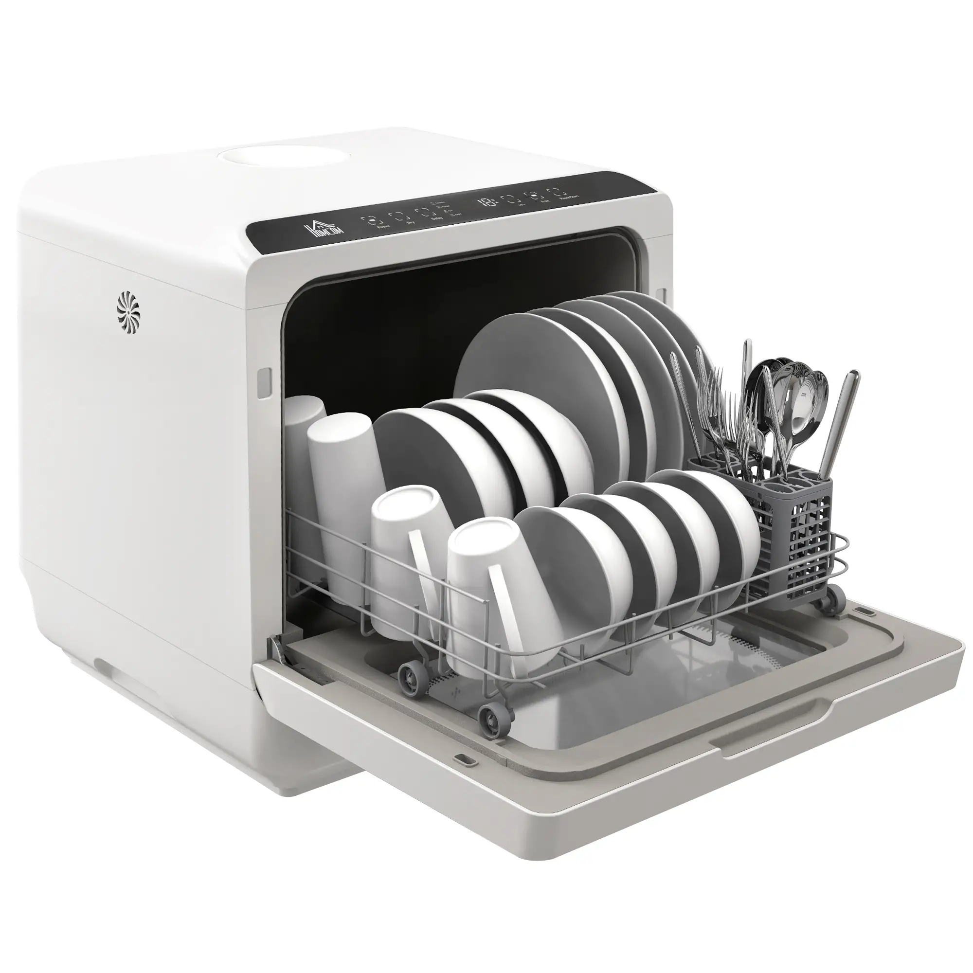 Portable Counter Dishwasher, 4 Place Settings, 5 Programs, Air-Dry, 6L Tank