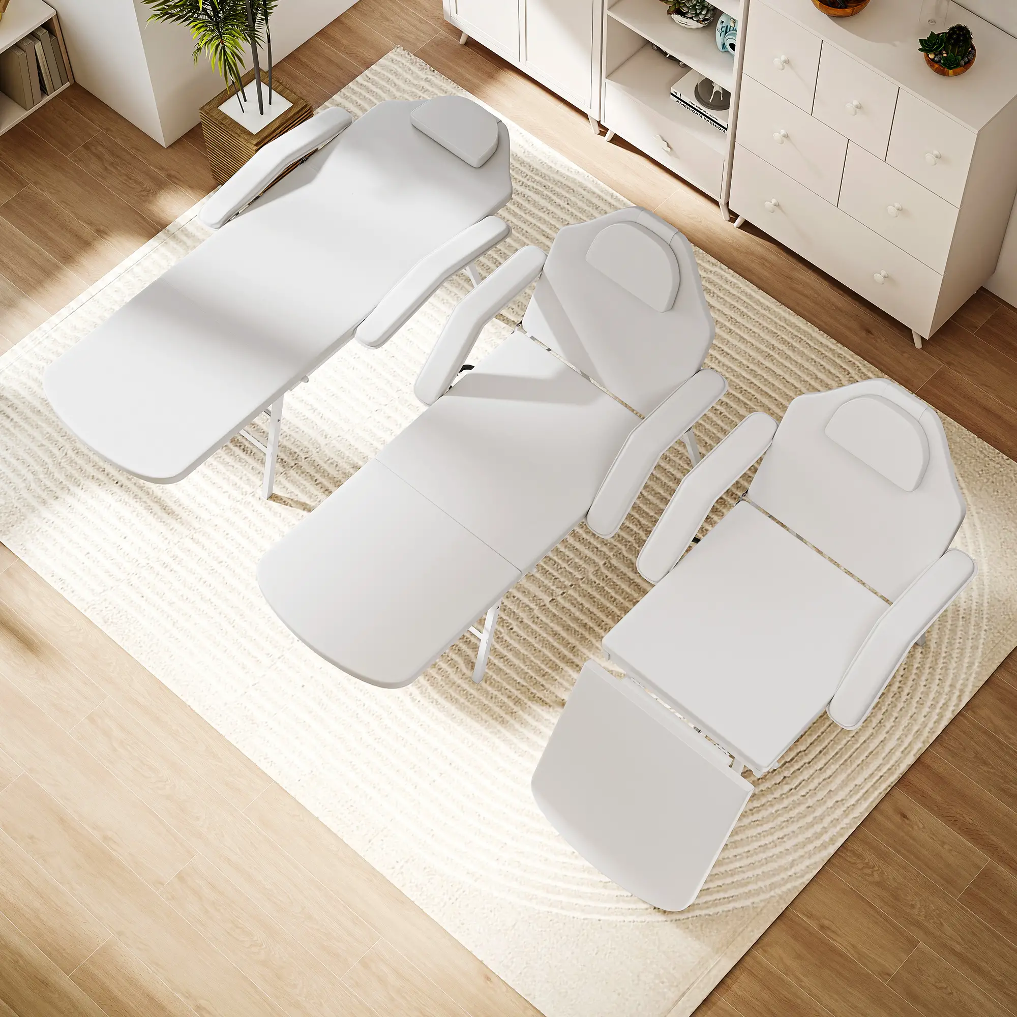 Portable Foldable Massage Table, White - Image 10