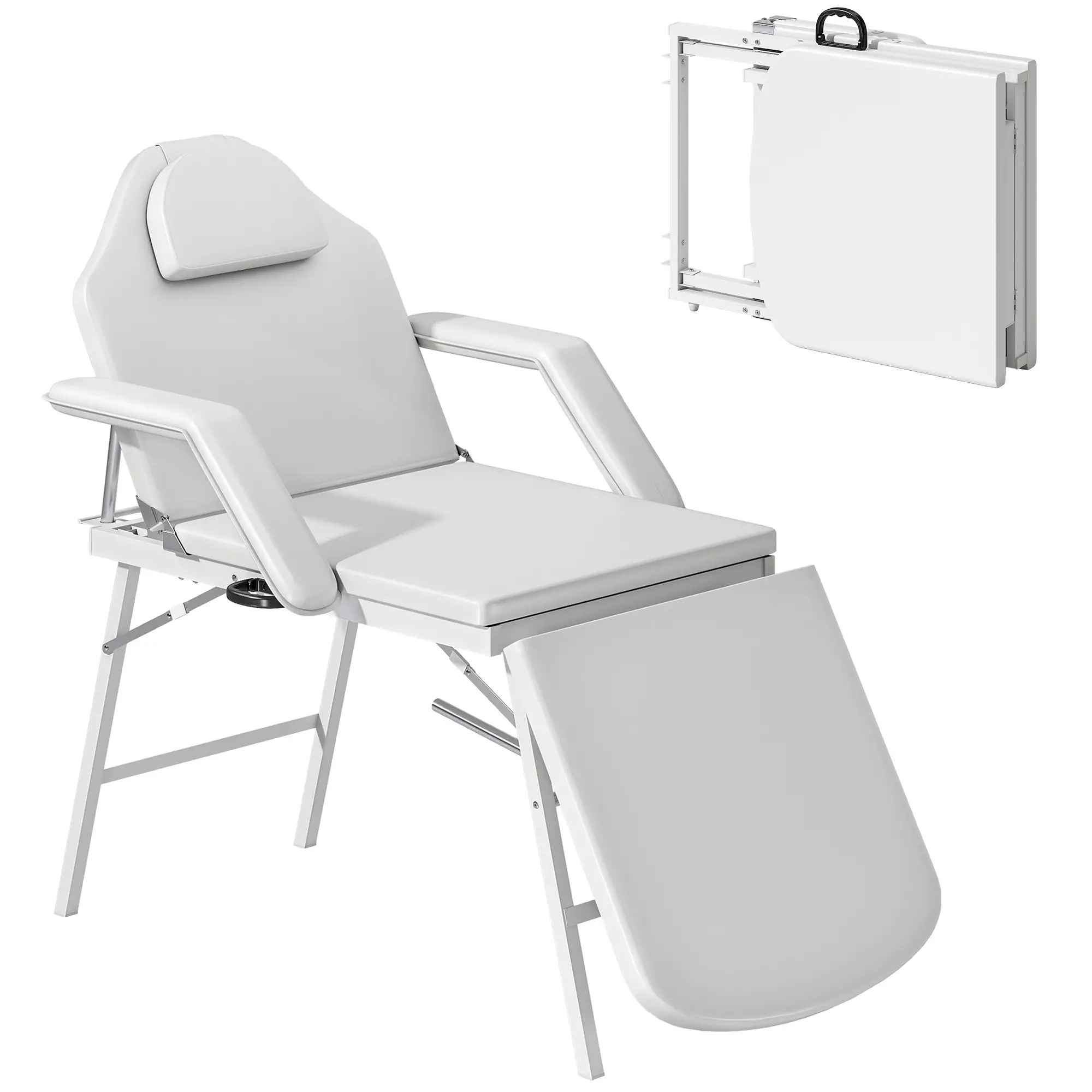 Portable Foldable Massage Table, White - Image 11