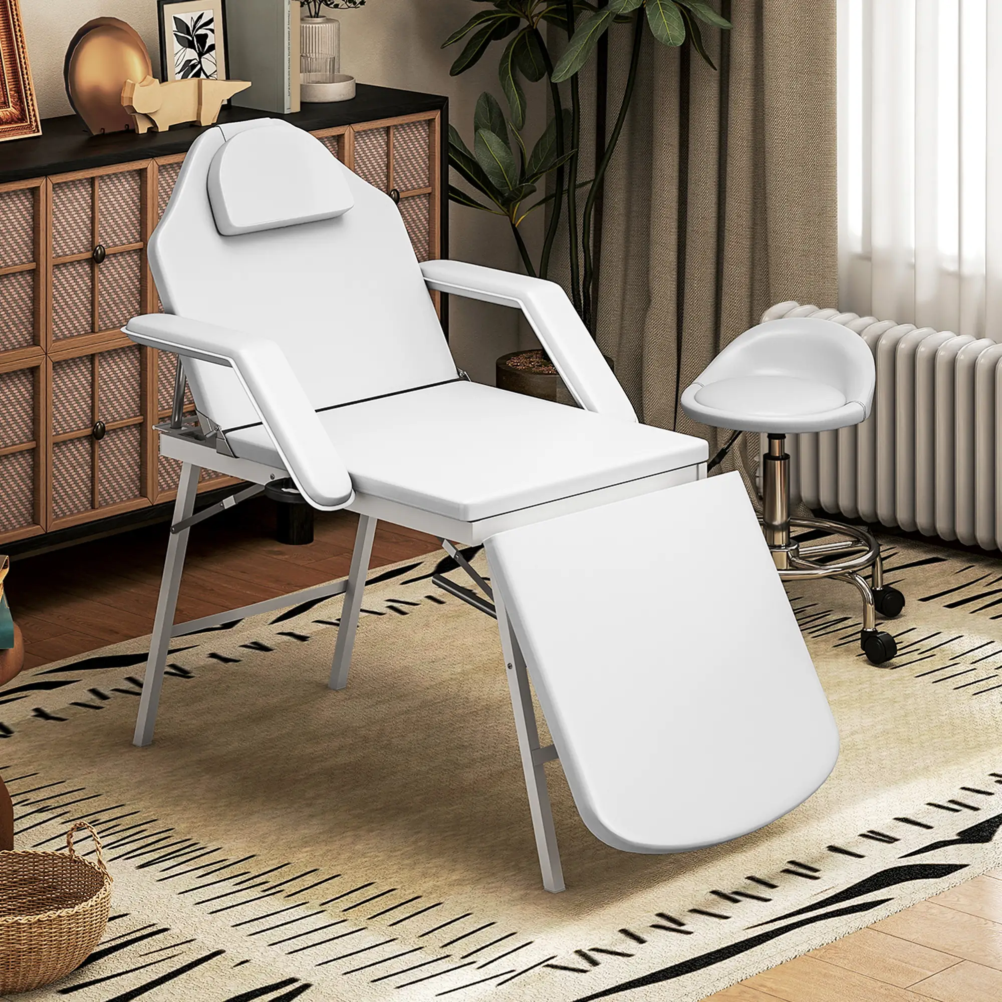 Portable Foldable Massage Table, White - Image 2
