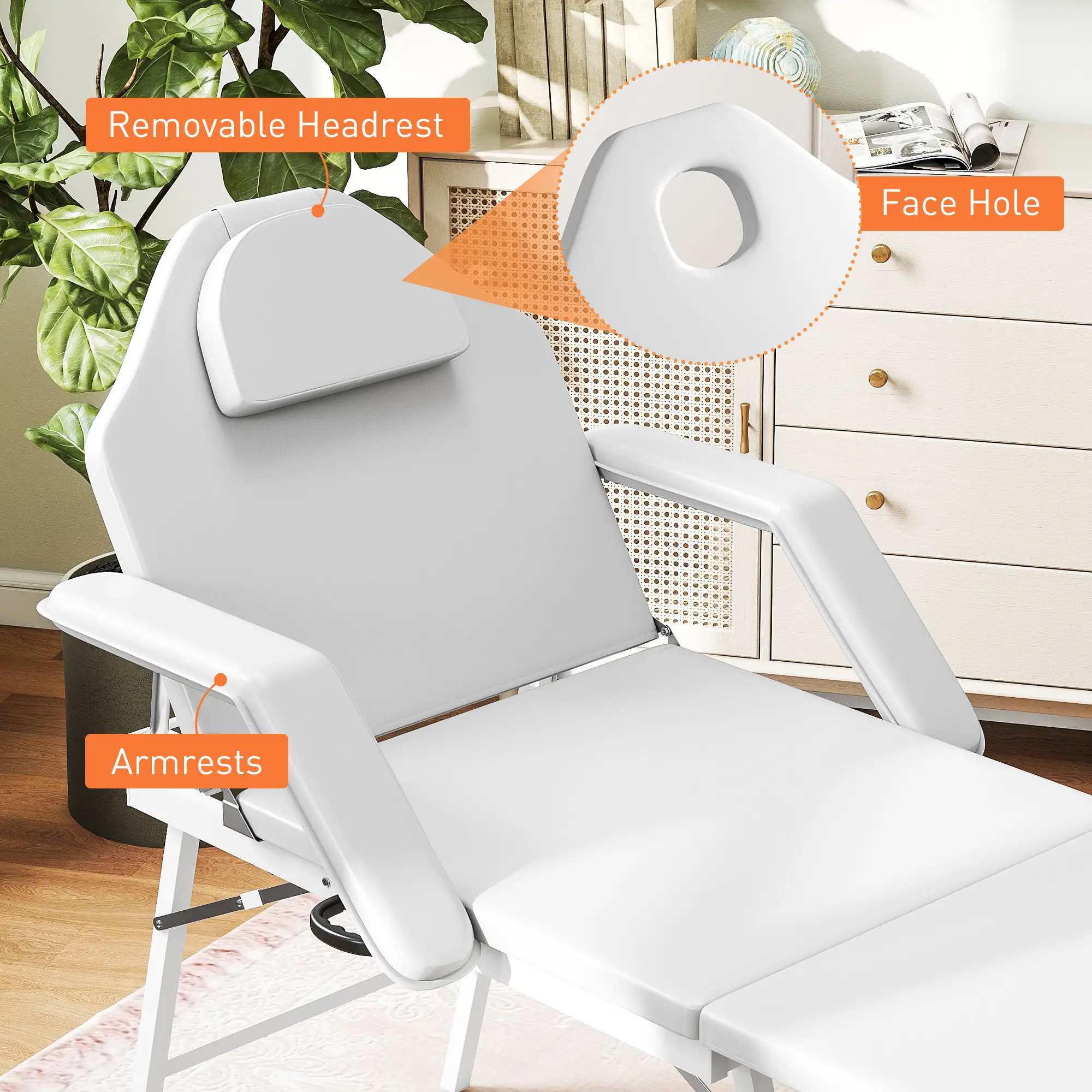 Portable Foldable Massage Table, White - Image 7