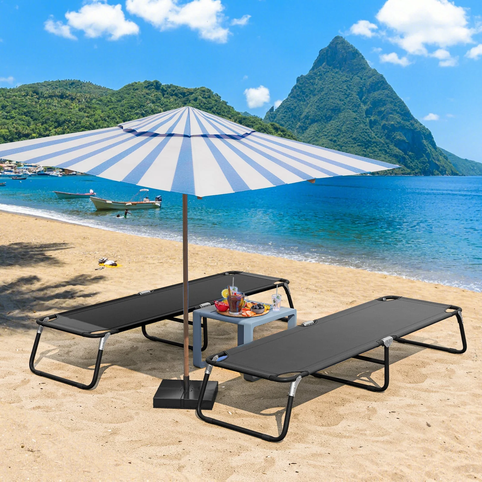 Portable Folding Camping Bed, Outdoor Sleeping Hiking Travel, Black - Image 3