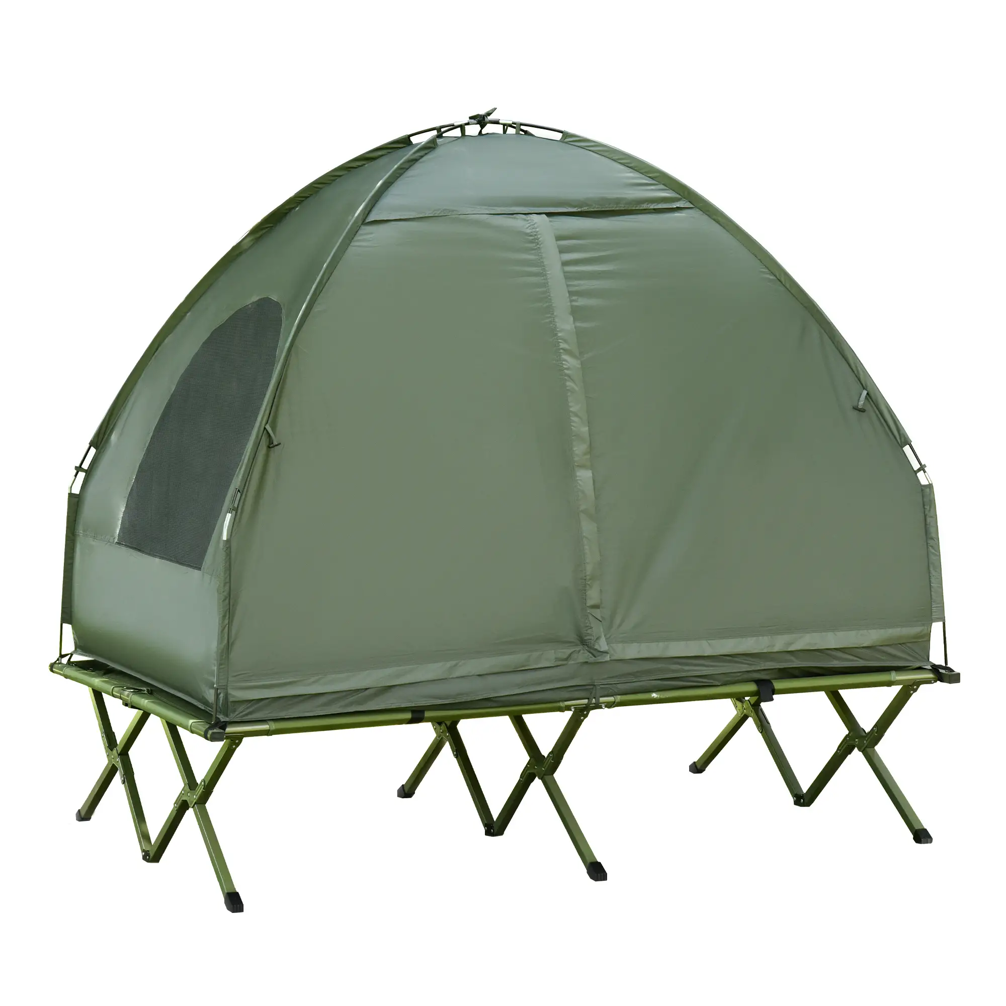 Portable Folding Camping Tent Cot, Air Mattress w/ Carry Bag, Pump, Dark Green - Image 11