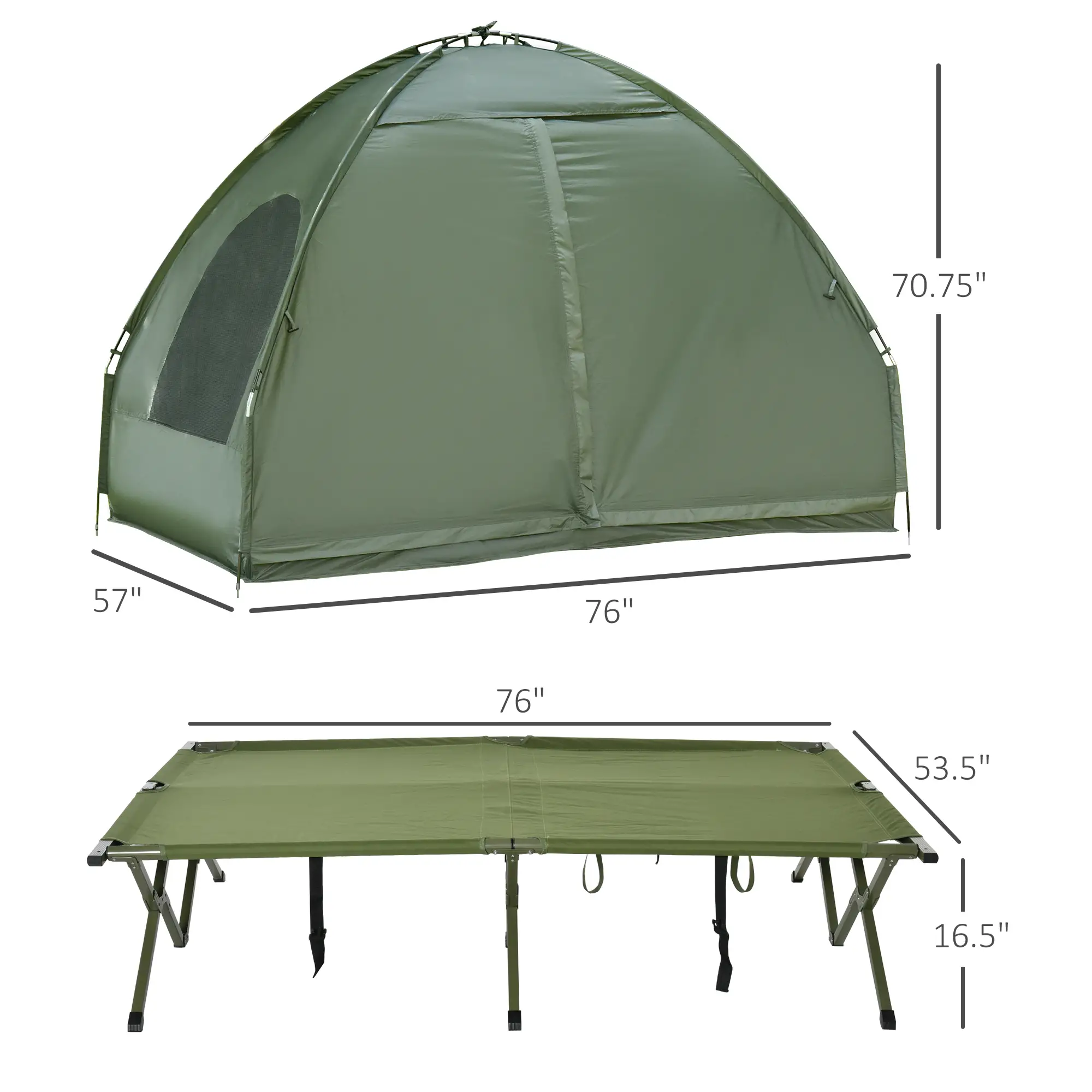 Portable Folding Camping Tent Cot, Air Mattress w/ Carry Bag, Pump, Dark Green - Image 3