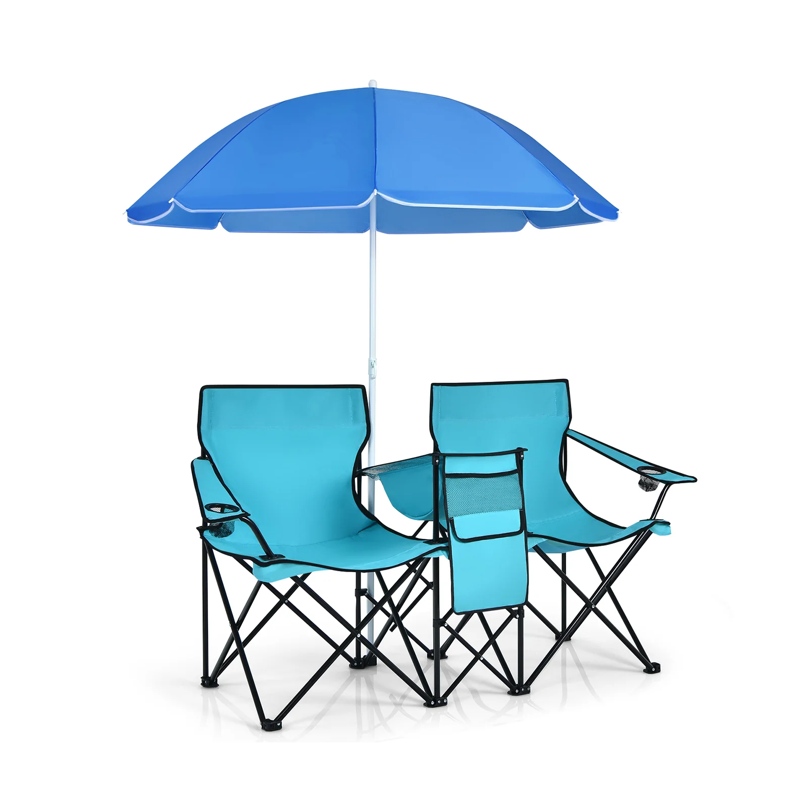 Portable Folding Picnic Double Chair, Turquoise - Image 3