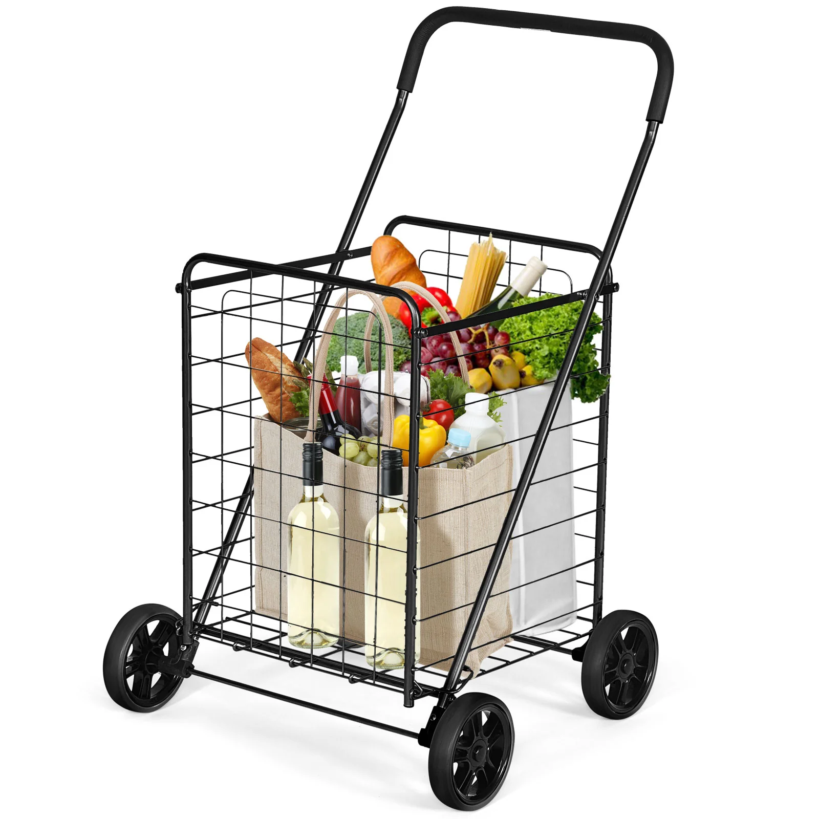 Portable Folding Shopping Cart, Black - Image 9