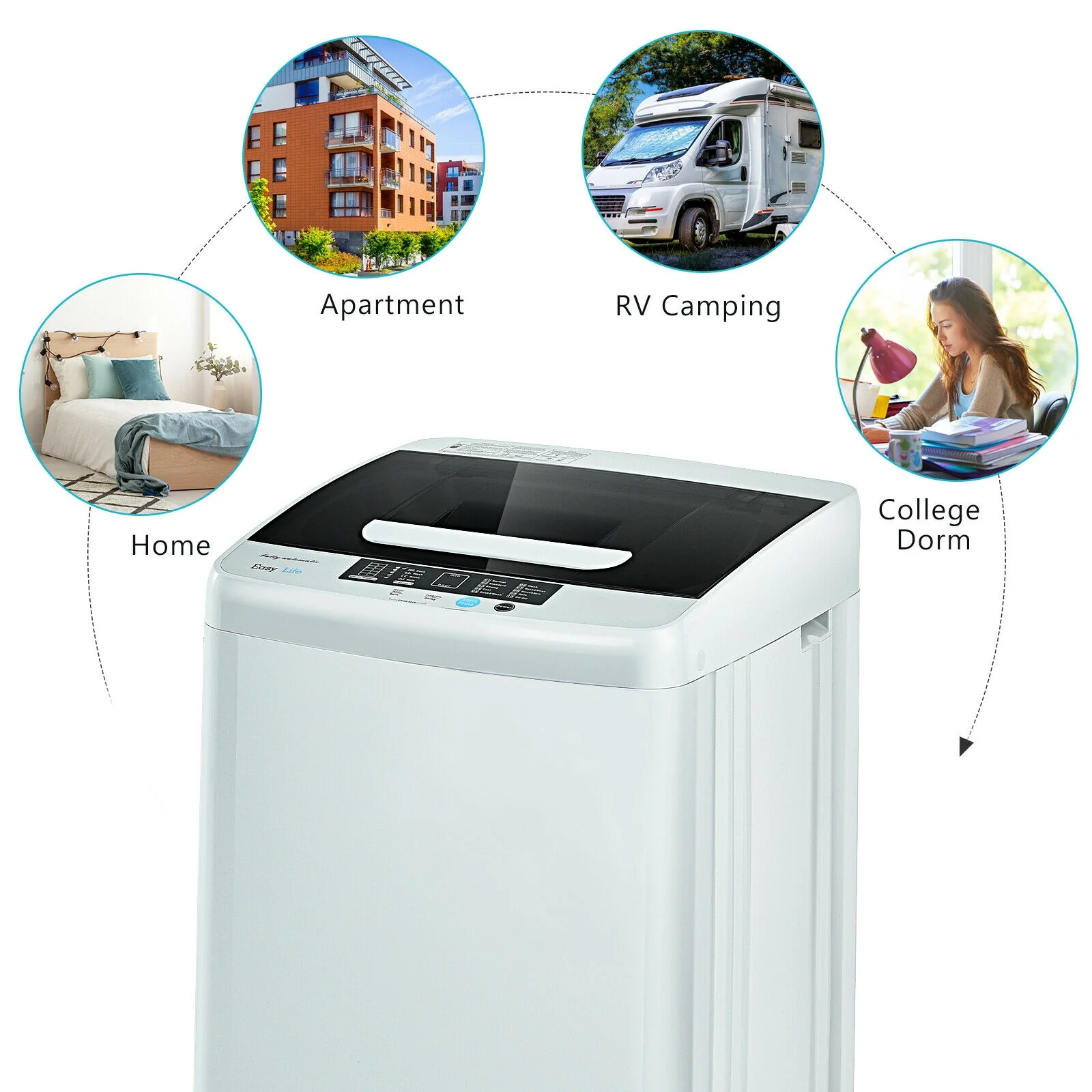 Portable Full-Automatic Laundry Washing Machine, 8.8 lbs, With Drain Pump - Image 10