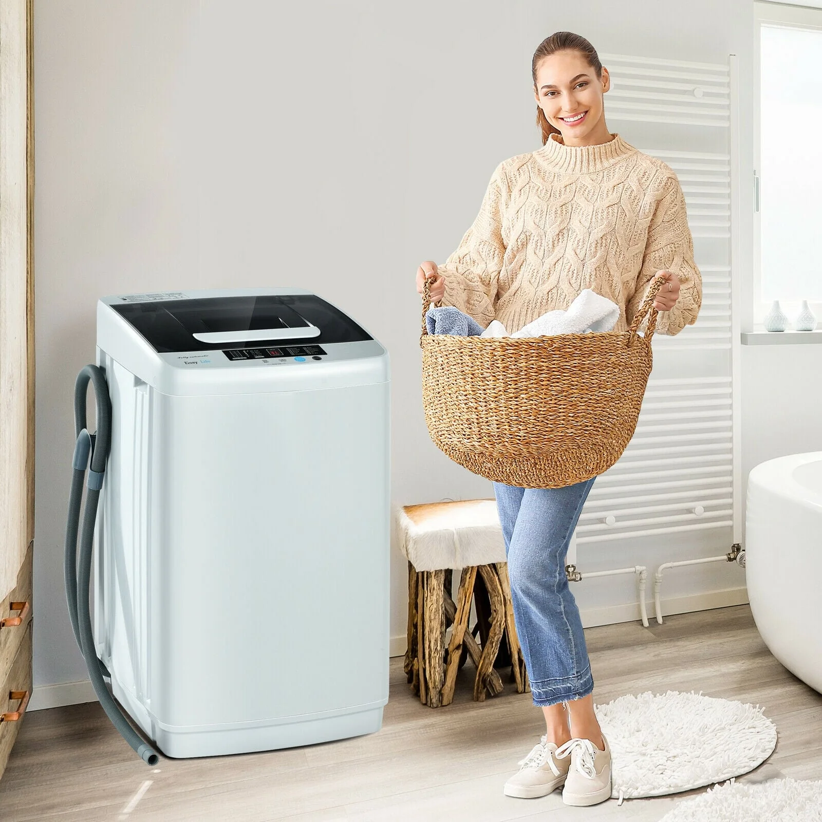 Portable Full-Automatic Laundry Washing Machine, 8.8 lbs, With Drain Pump - Image 3