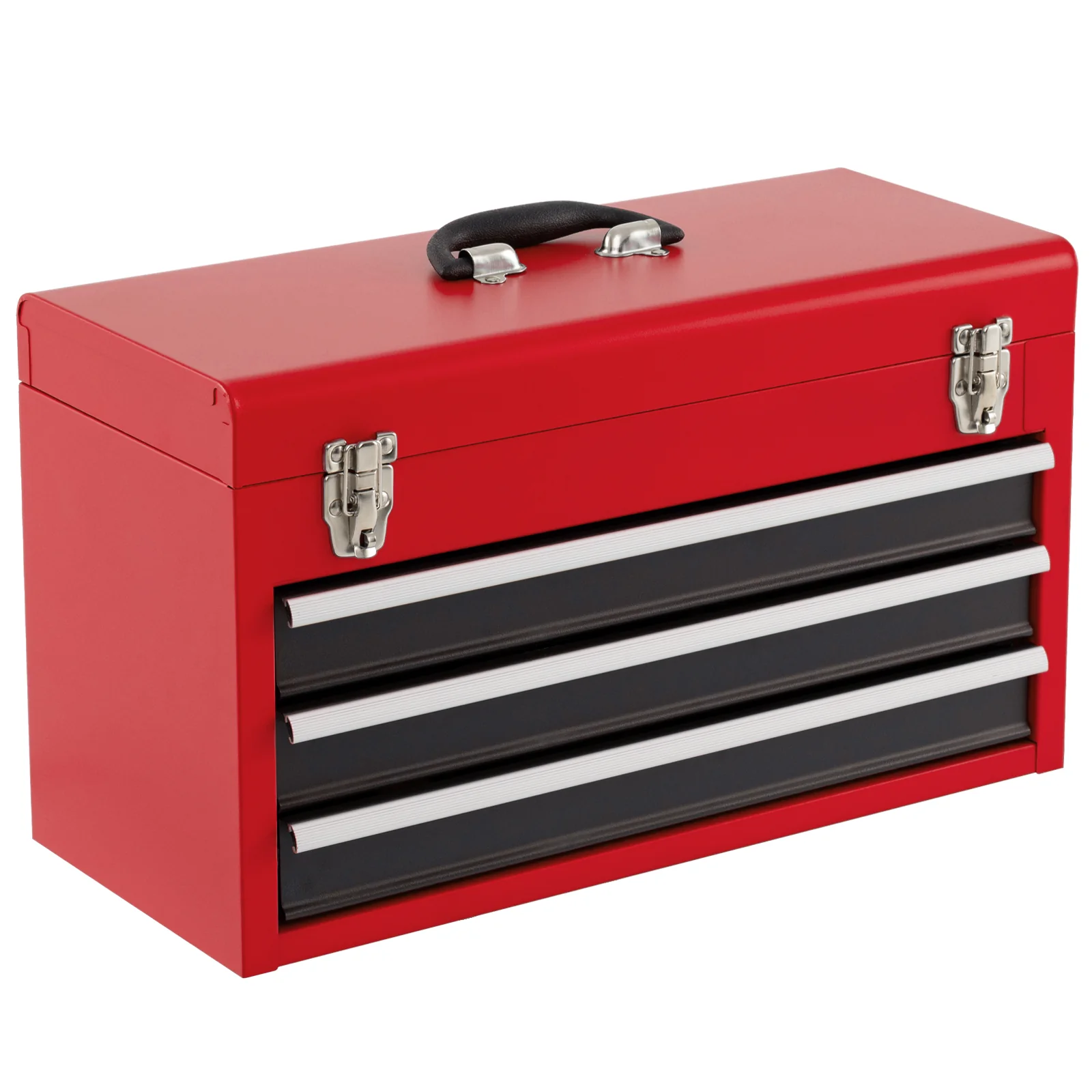 Portable Garage Tool Cabinet, 3 Drawers, Black Red - Image 4