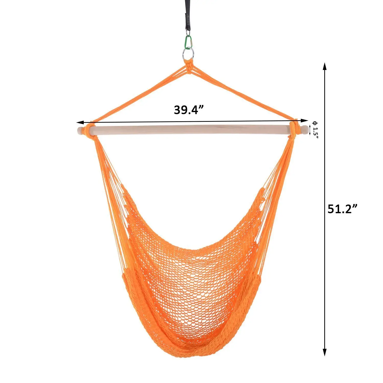Portable Hammock Chair, Hanging Swing for Outdoor, Garden, Camping, Orange - Image 3