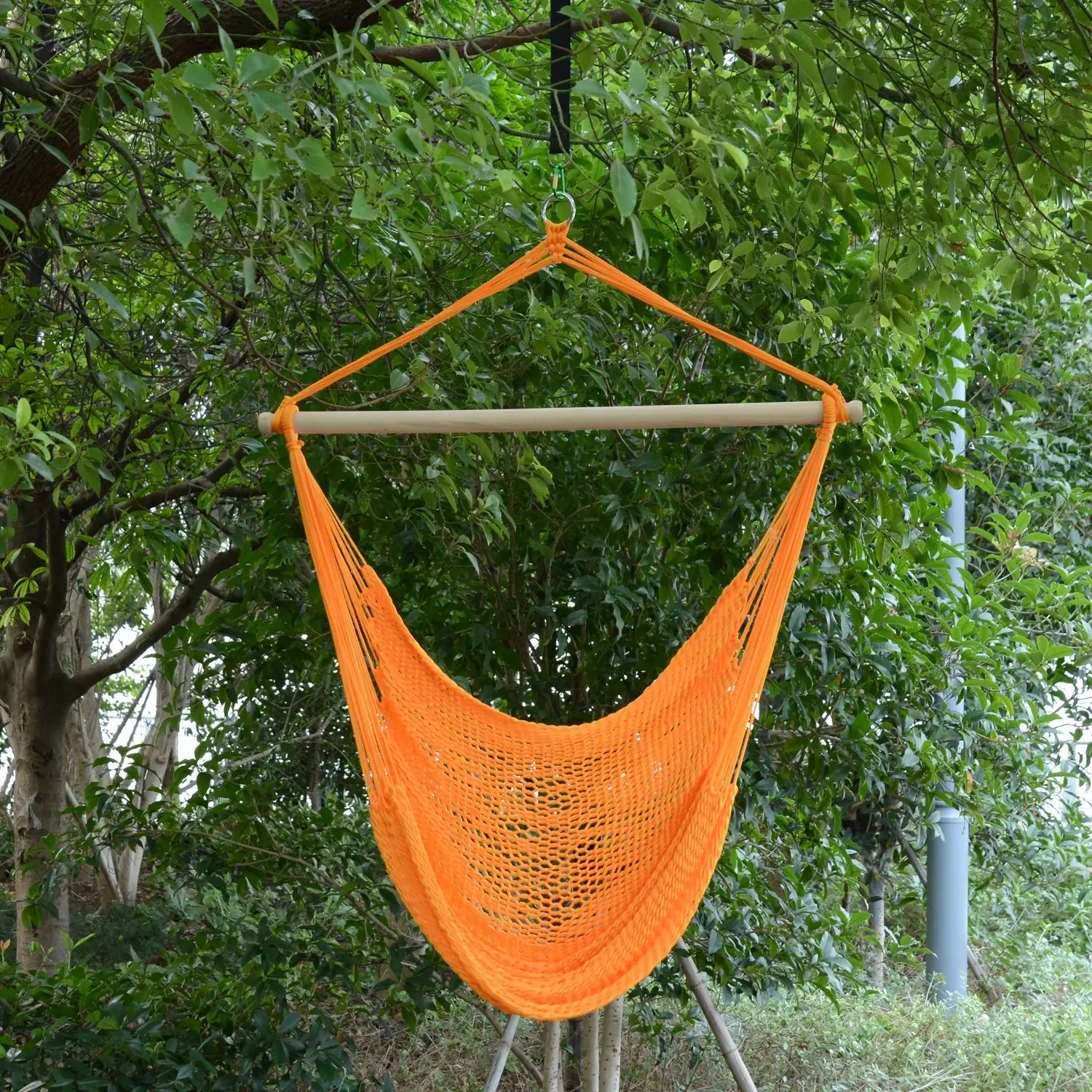Portable Hammock Chair, Hanging Swing for Outdoor, Garden, Camping, Orange - Image 8