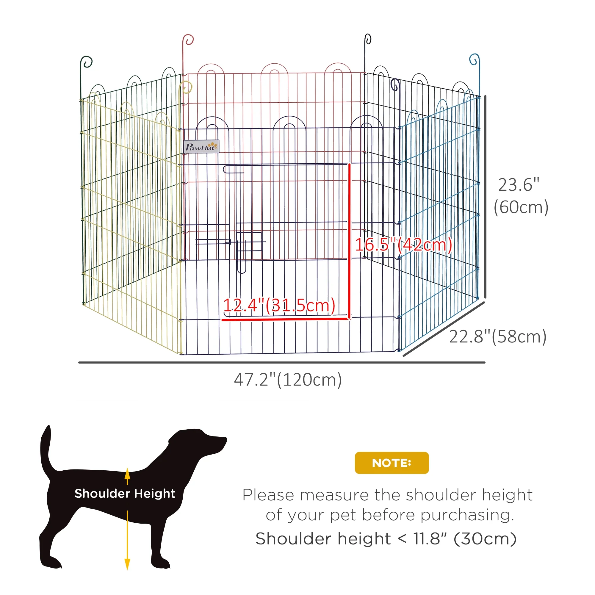 Portable Hexagon Metal Pet Playpen, Dog Exercise Fence, Multi-colored - Image 3