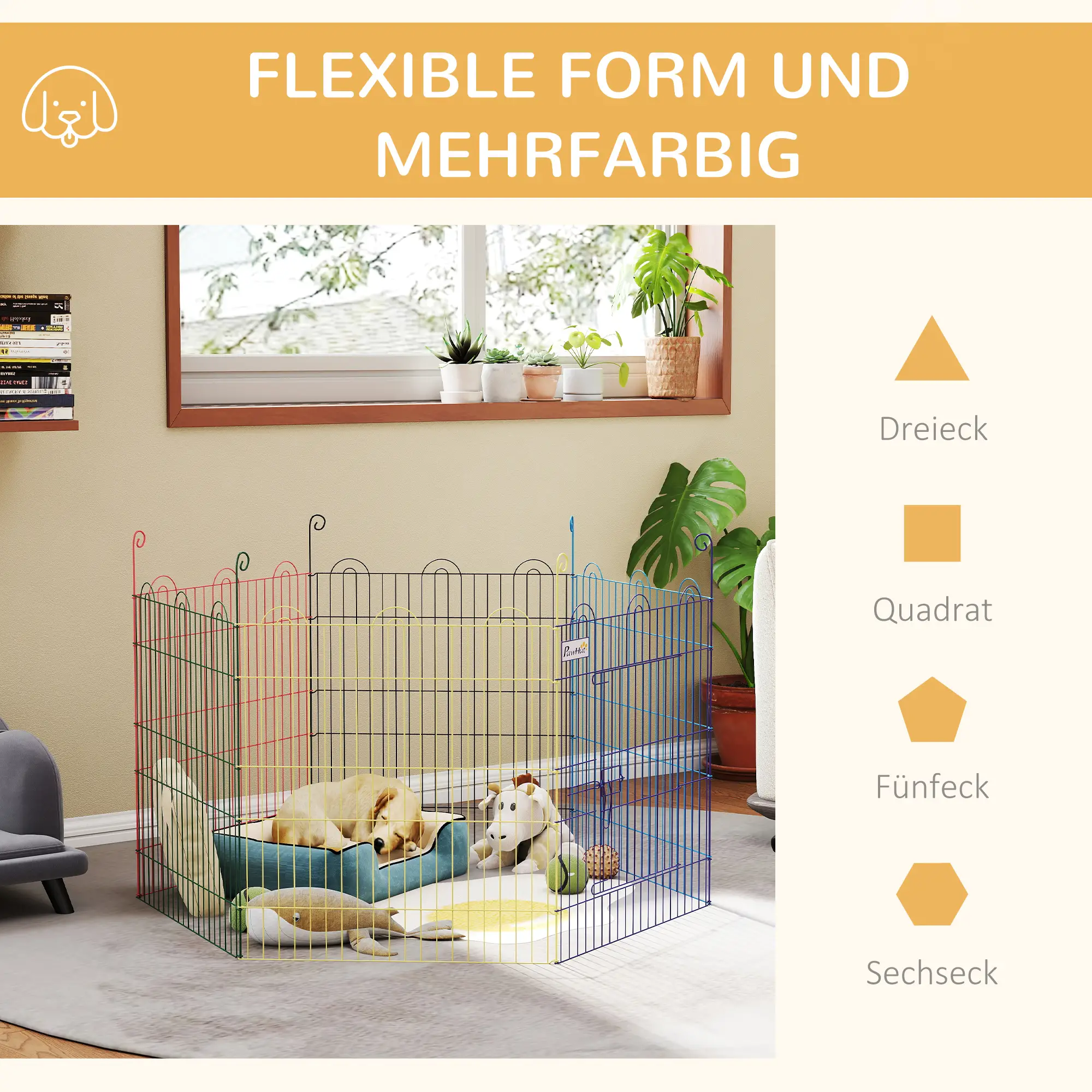 Portable Hexagon Metal Pet Playpen, Dog Exercise Fence, Multi-colored - Image 5
