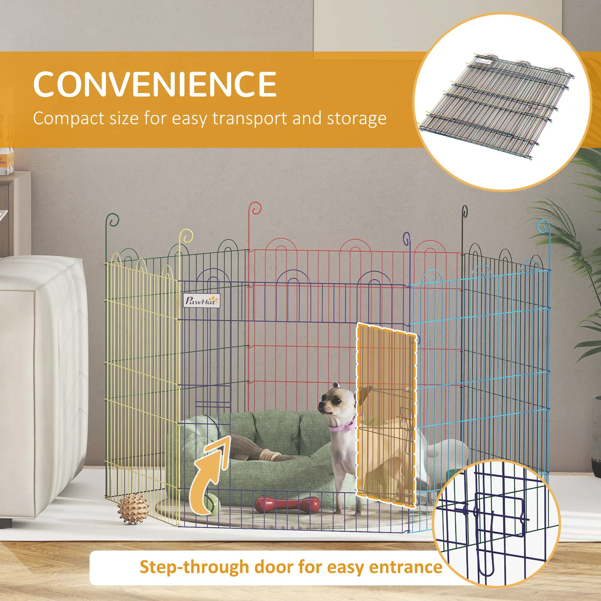 Portable Hexagon Metal Pet Playpen, Dog Exercise Fence, Multi-colored - Image 6