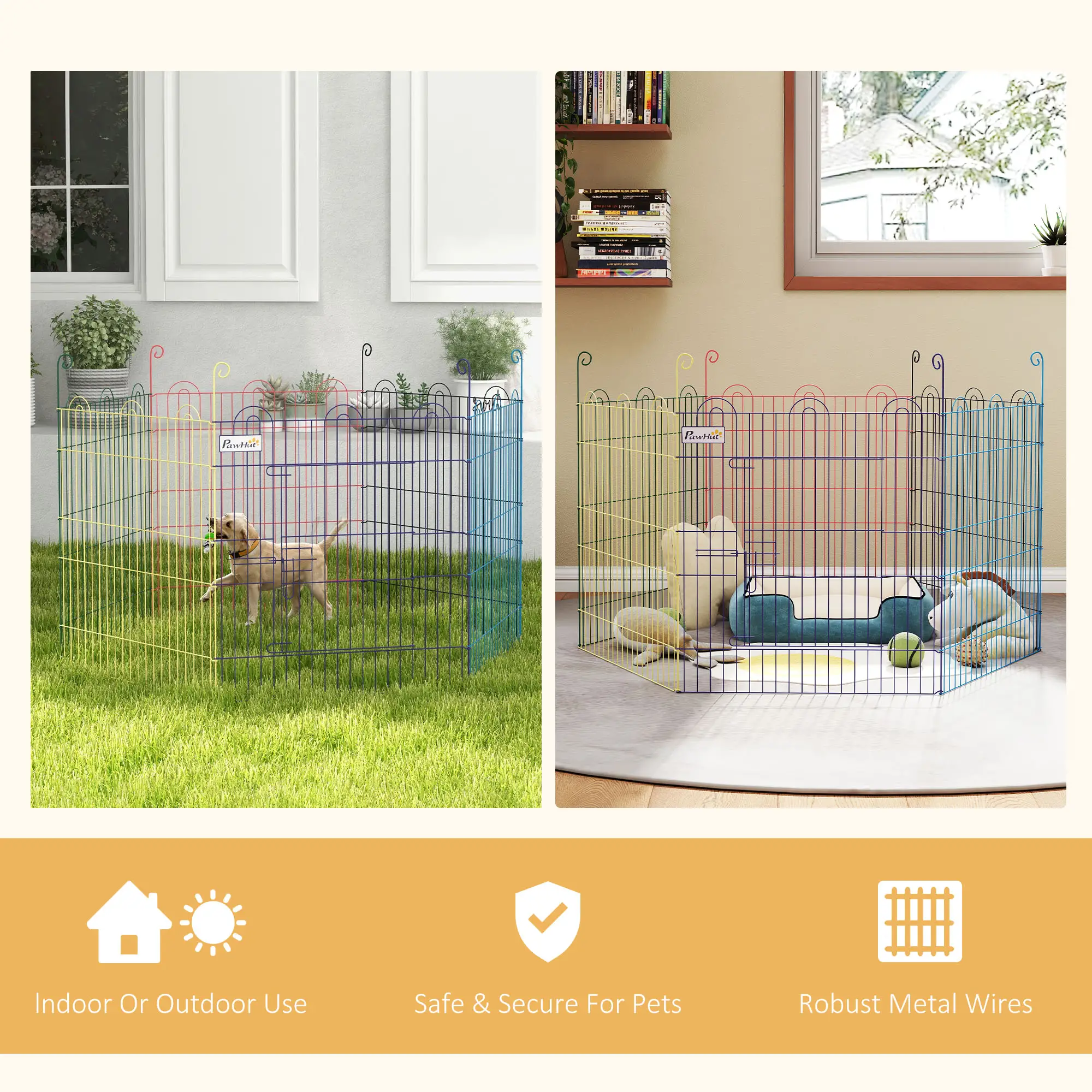 Portable Hexagon Metal Pet Playpen, Dog Exercise Fence, Multi-colored - Image 7