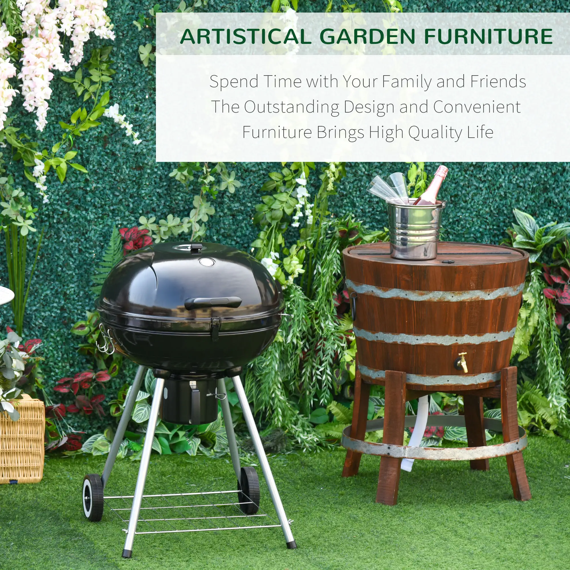 Portable Kettle Charcoal Grill, Outdoor BBQ Barbecue - Image 4