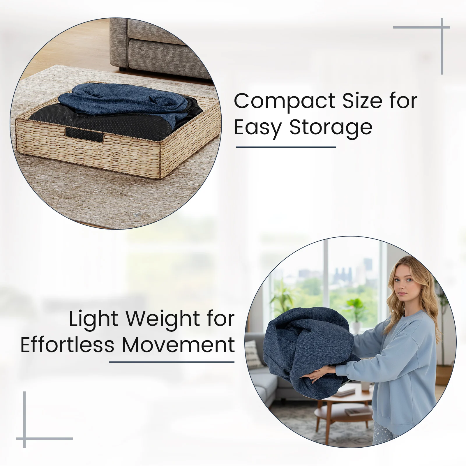 Portable L-Shaped Inflatable Lazy Sofa with Detachable Cover, Blue - Image 9