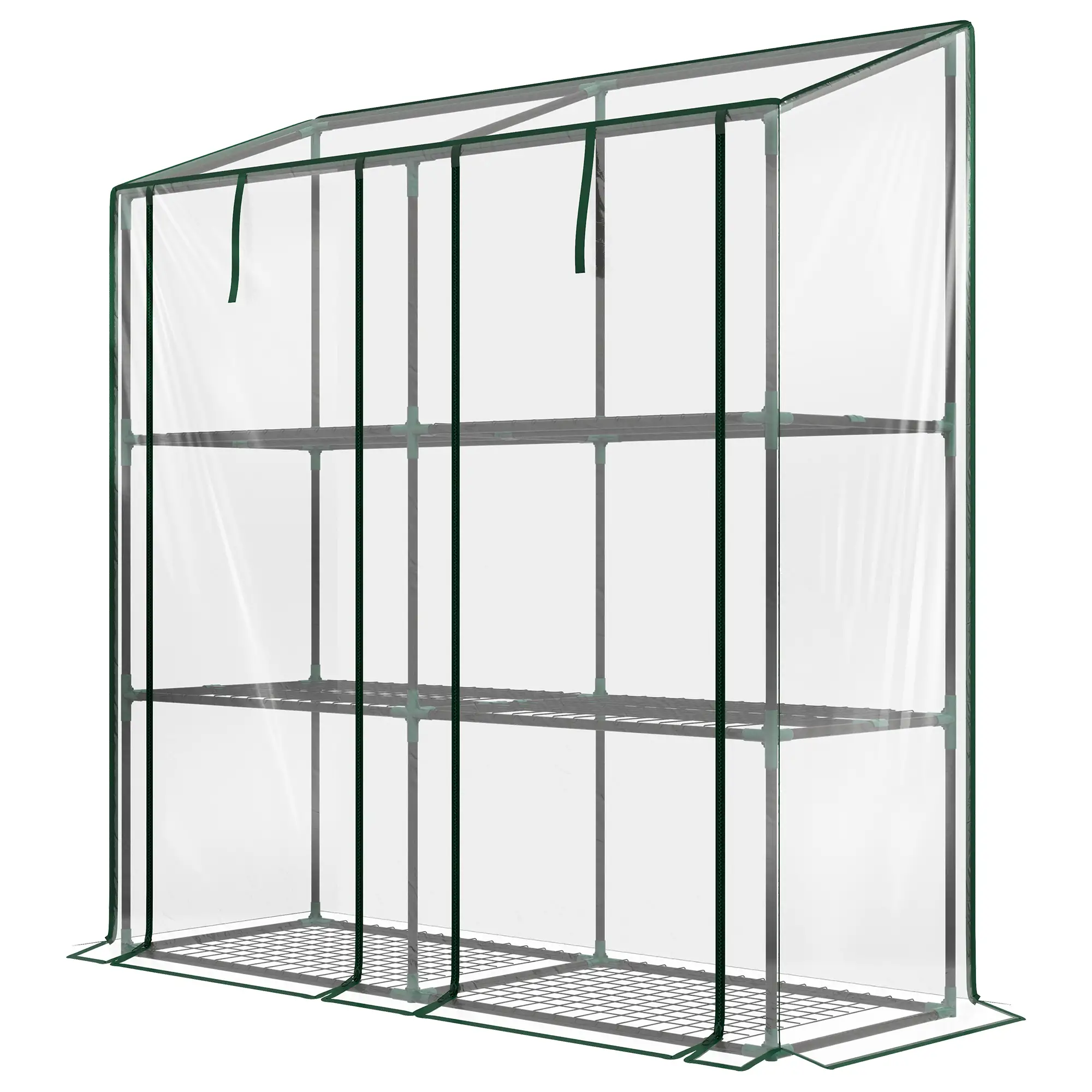 Portable Mini Greenhouse, 3 Tier Shelves, Reinforced Cover, 56.3" x 18.1" x 59.4"