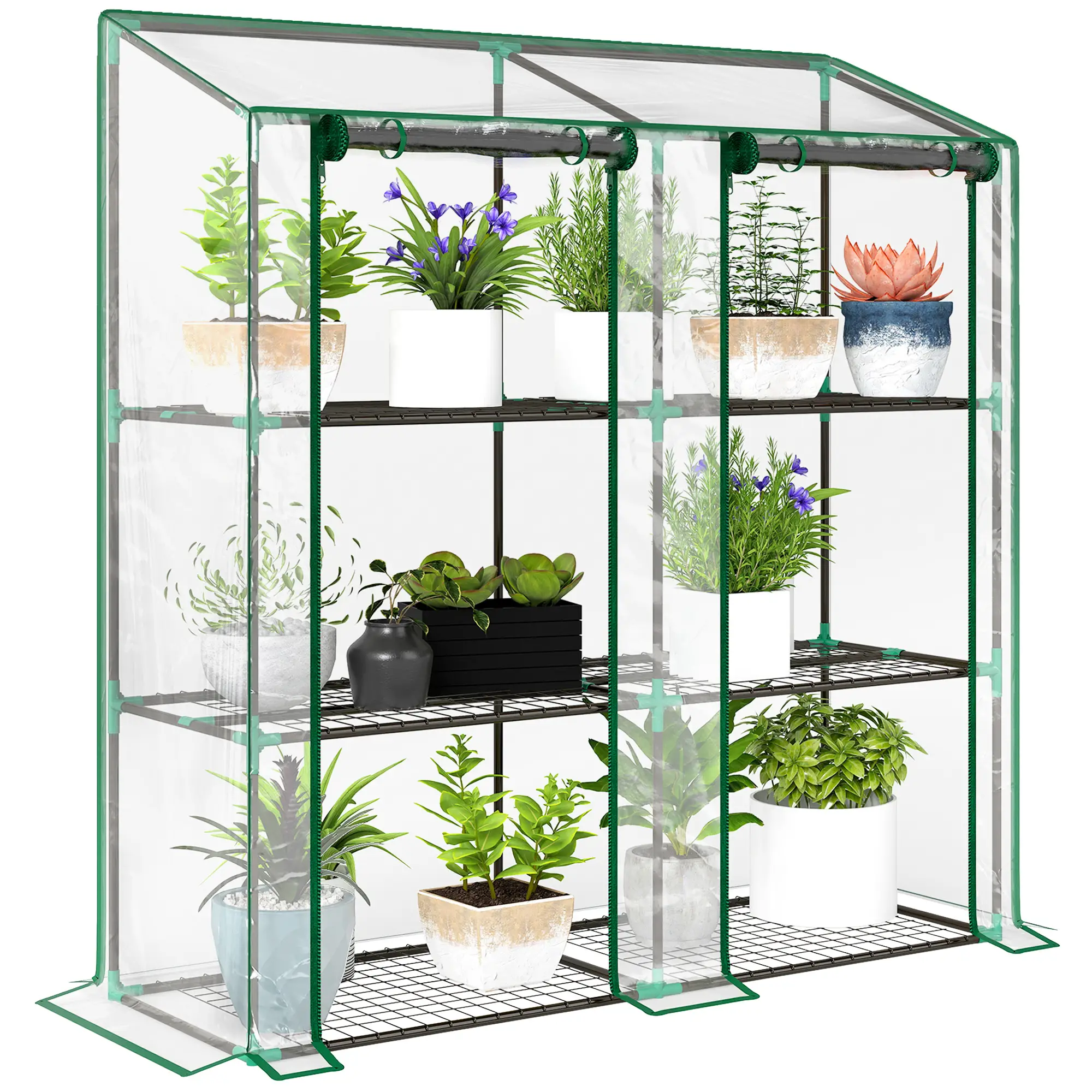 Portable Mini Greenhouse, 3 Tier Shelves, Reinforced Cover, 56.3" x 18.1" x 59.4" - Image 11