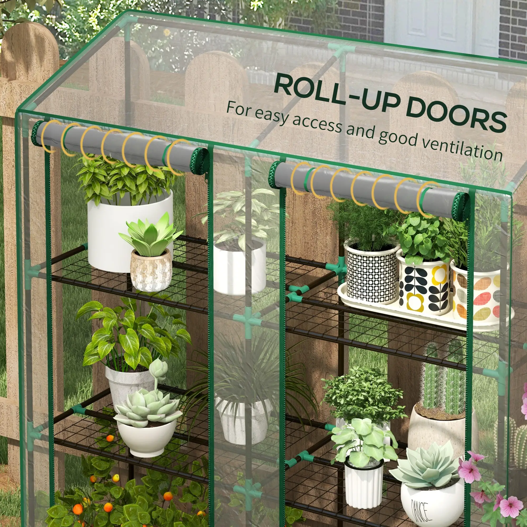 Portable Mini Greenhouse, 3 Tier Shelves, Reinforced Cover, 56.3" x 18.1" x 59.4" - Image 6