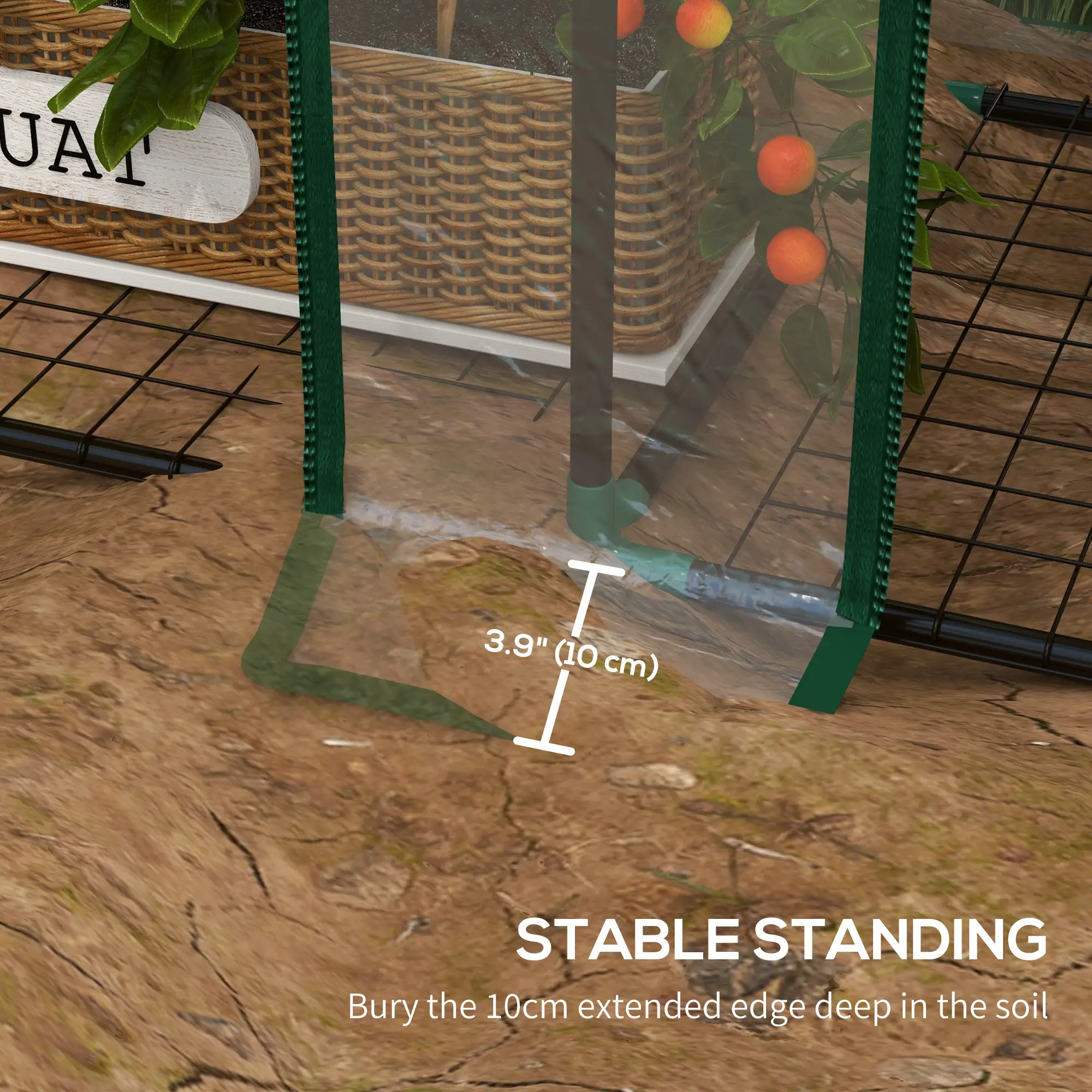 Portable Mini Greenhouse, 3 Tier Shelves, Reinforced Cover, 56.3" x 18.1" x 59.4" - Image 7
