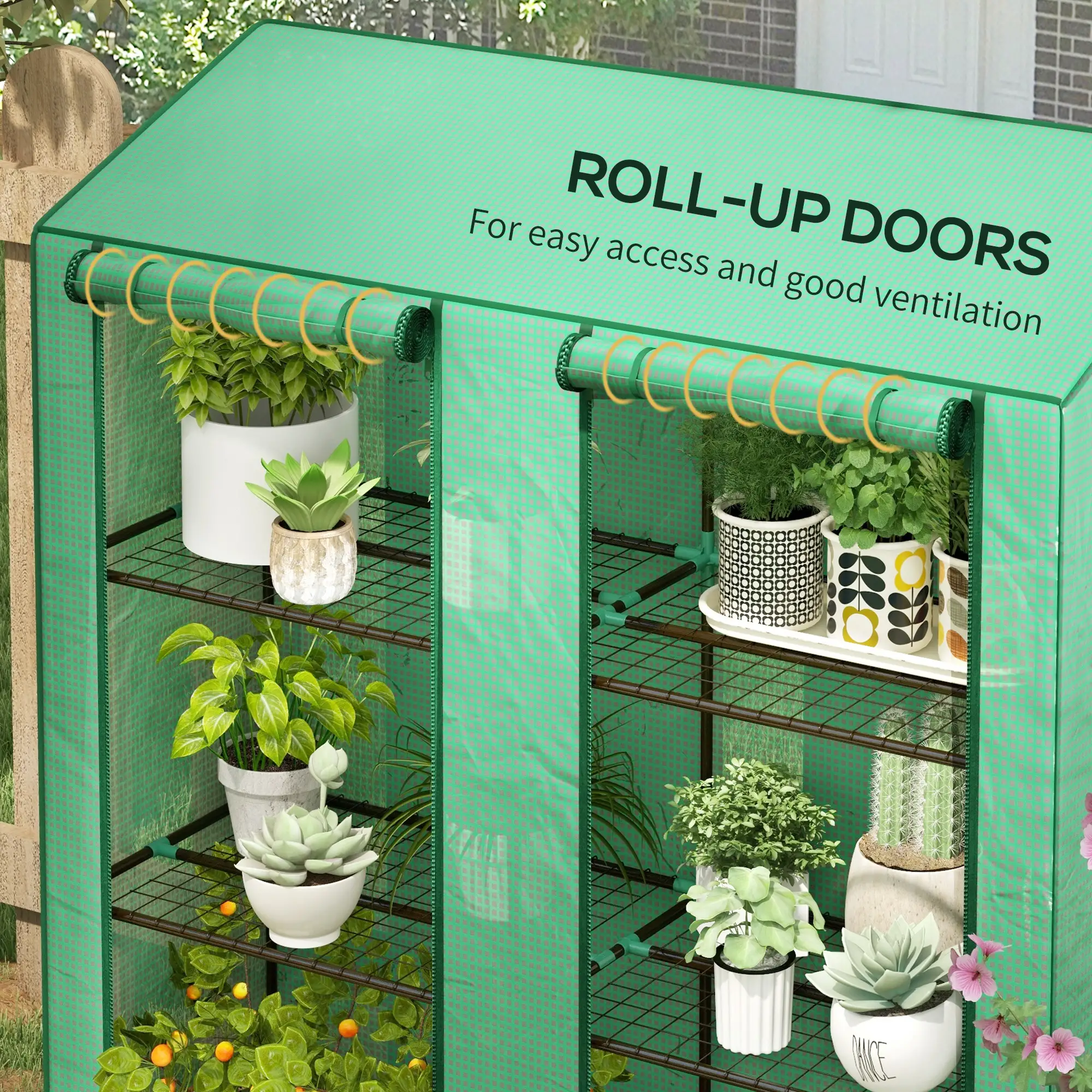 Portable Mini Greenhouse, 3 Tier Shelves, Reinforced PE Cover, 56.3" x 18.1" x 59.4" - Image 6