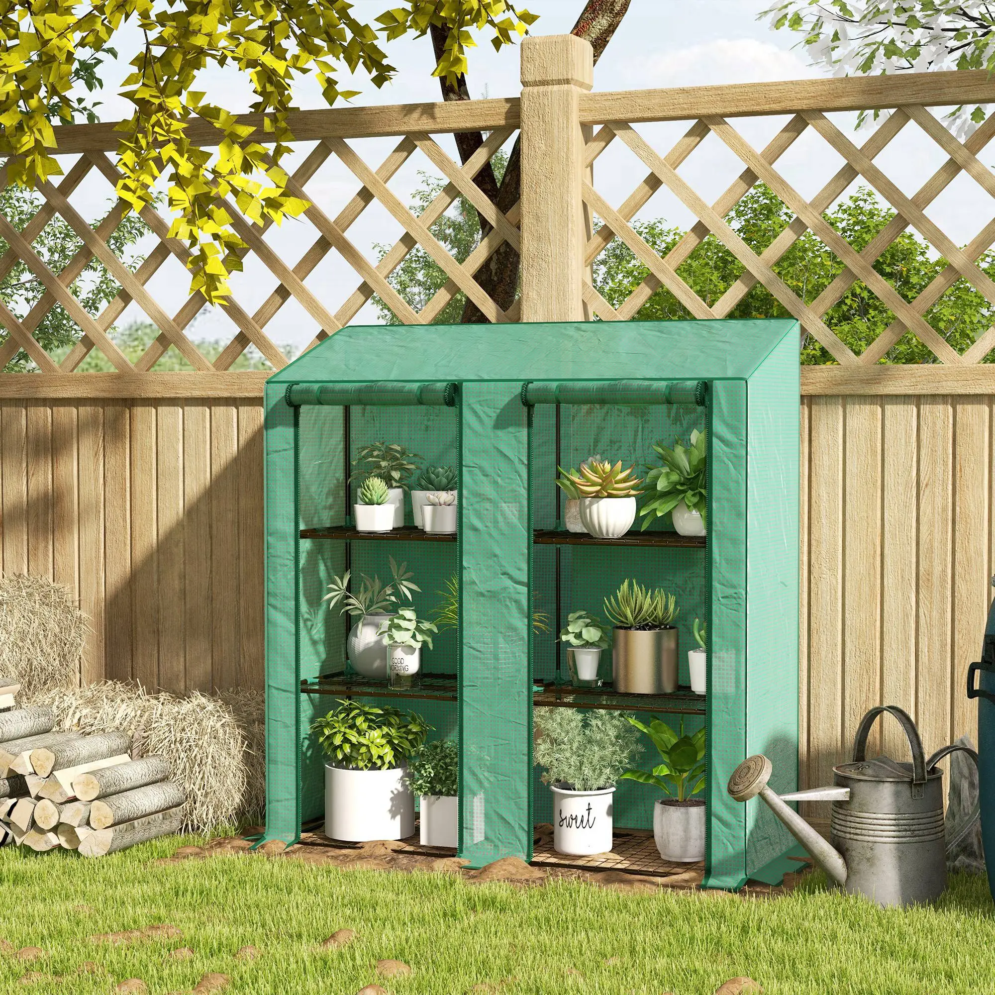 Portable Mini Greenhouse, 3 Tier Shelves, Reinforced PE Cover, 56.3" x 18.1" x 59.4" - Image 8
