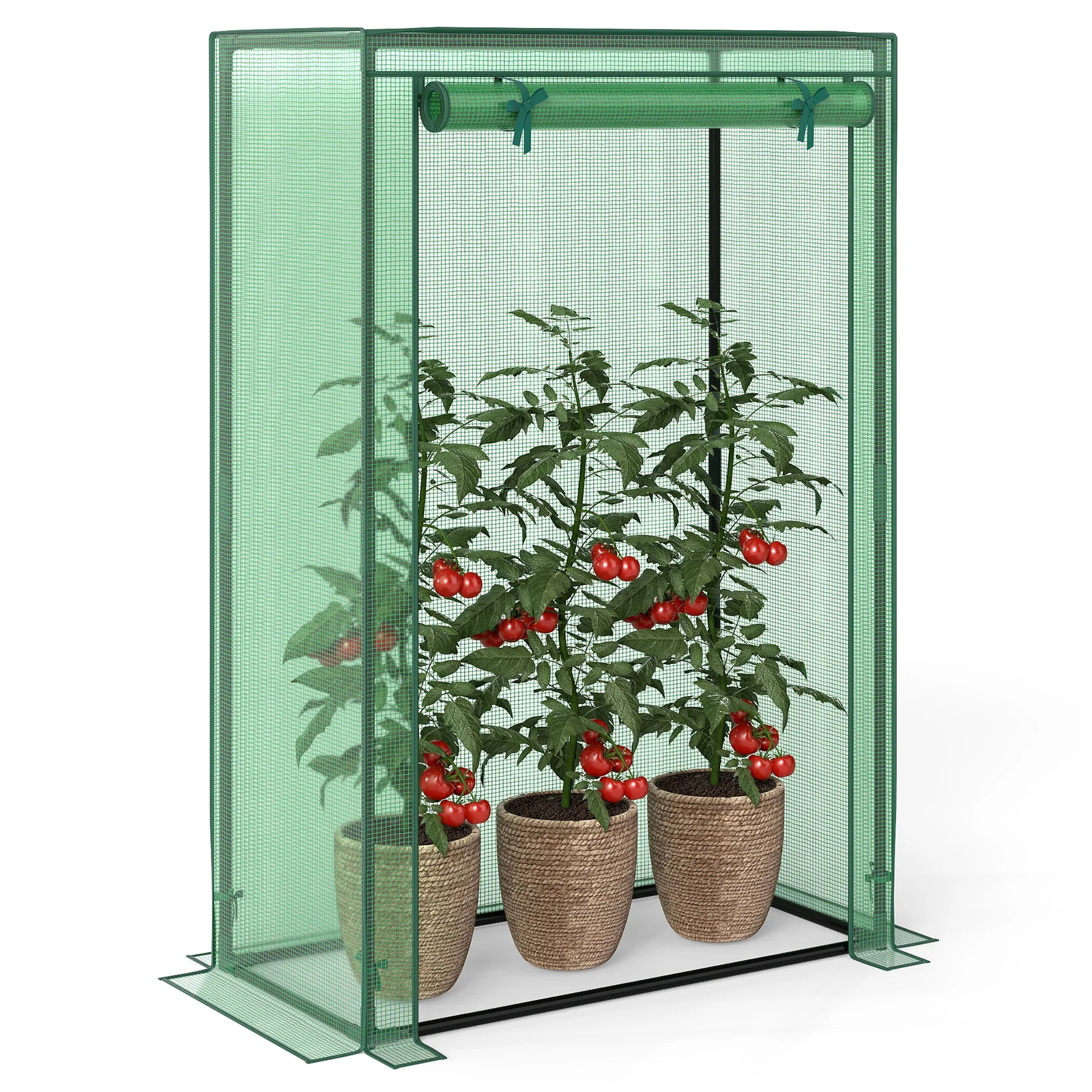 Portable Mini Greenhouse with Roll-Up Zippered Door, Green - Image 5