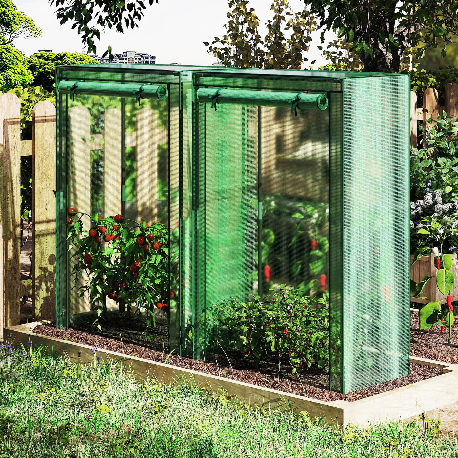 Portable Mini Greenhouse with Roll-Up Zippered Door, Green - Image 7