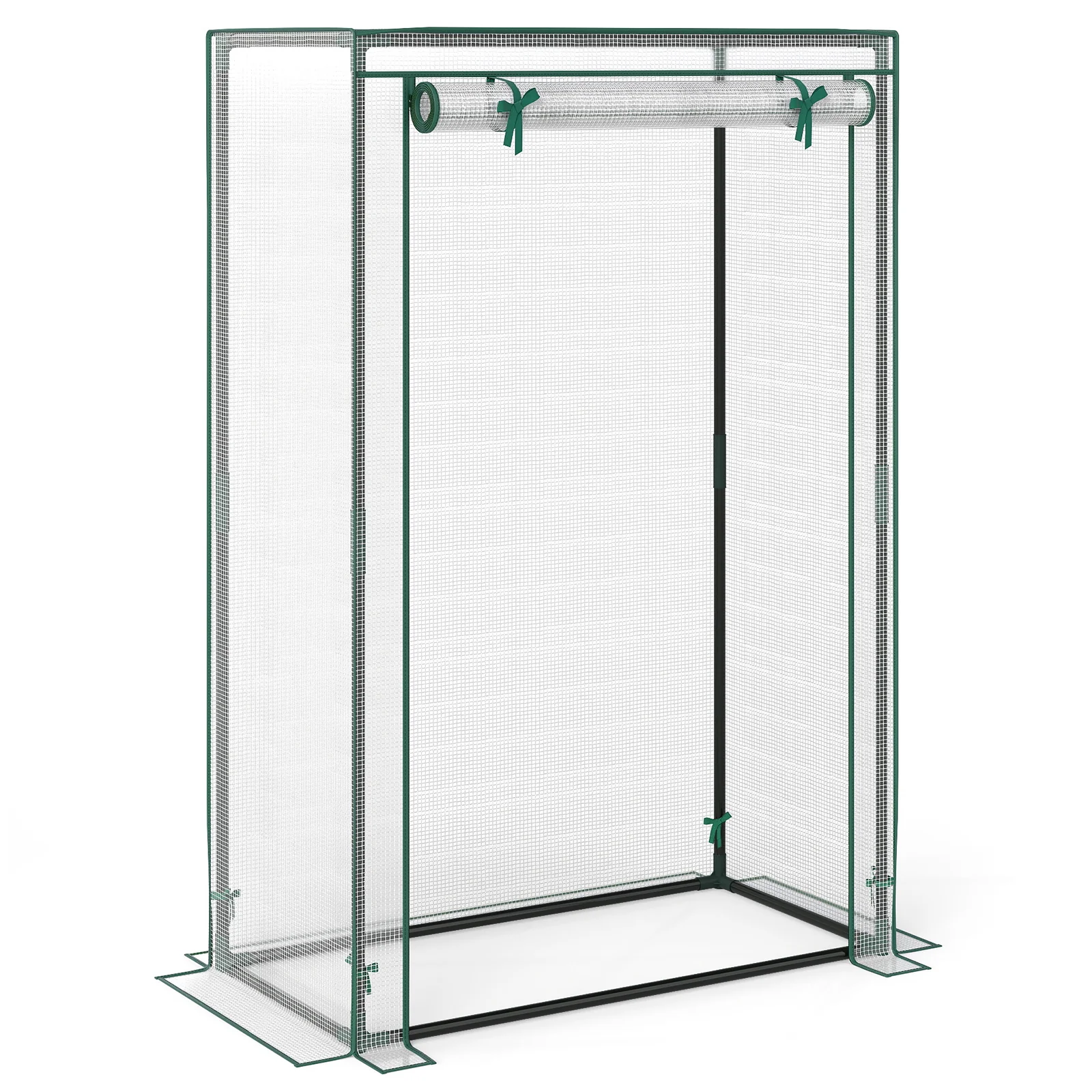 Portable Mini Greenhouse with Roll-Up Zippered Door, White - Image 4