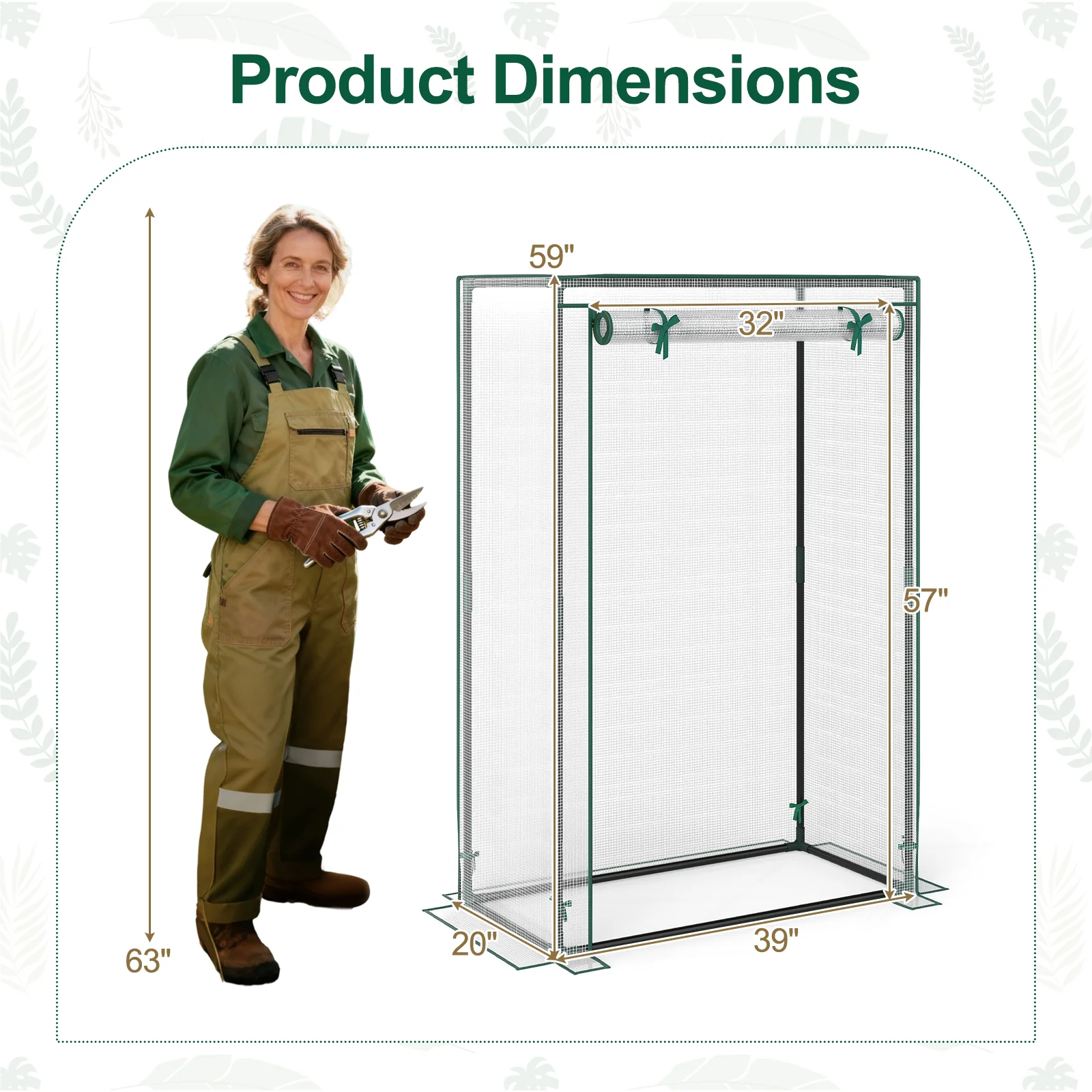 Portable Mini Greenhouse with Roll-Up Zippered Door, White - Image 6
