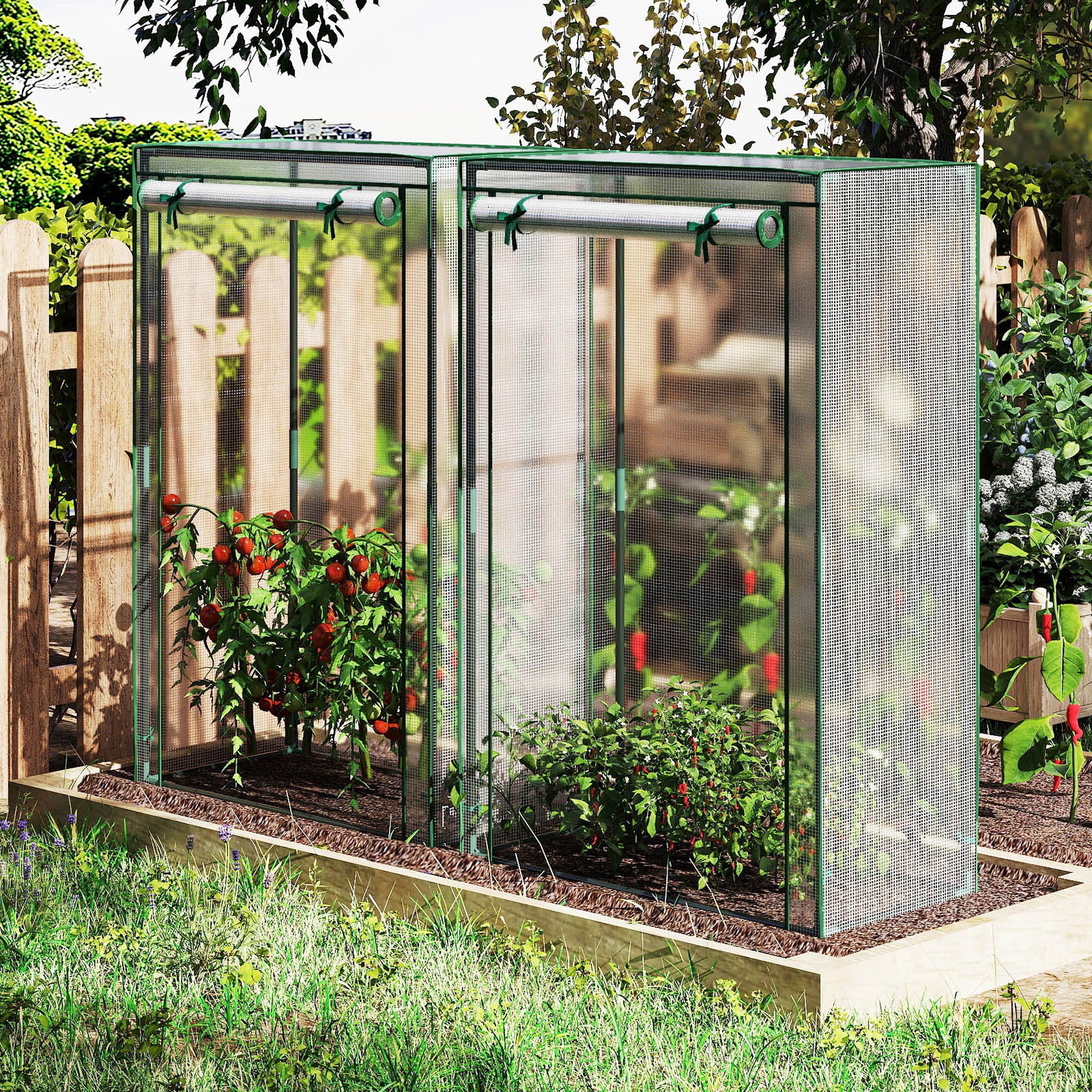 Portable Mini Greenhouse with Roll-Up Zippered Door, White - Image 7