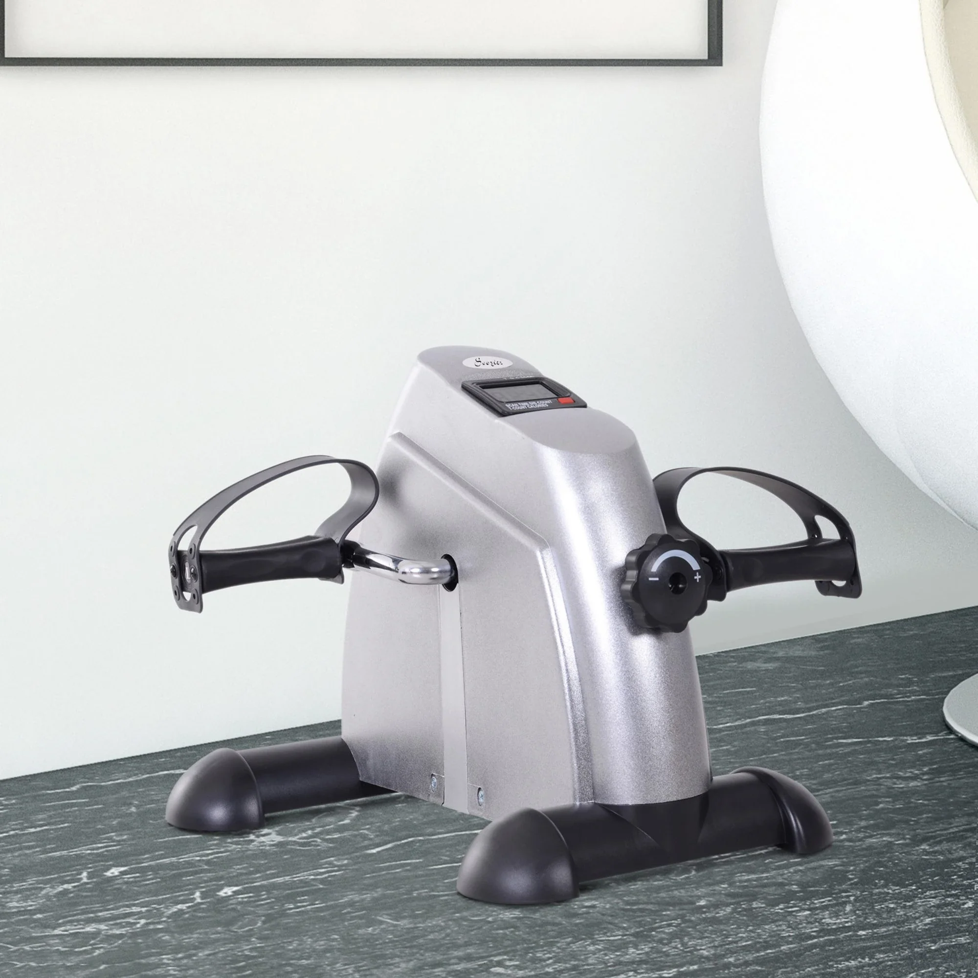 Portable Mini Pedal Exercise Bike, LCD Display, Silver - Image 2