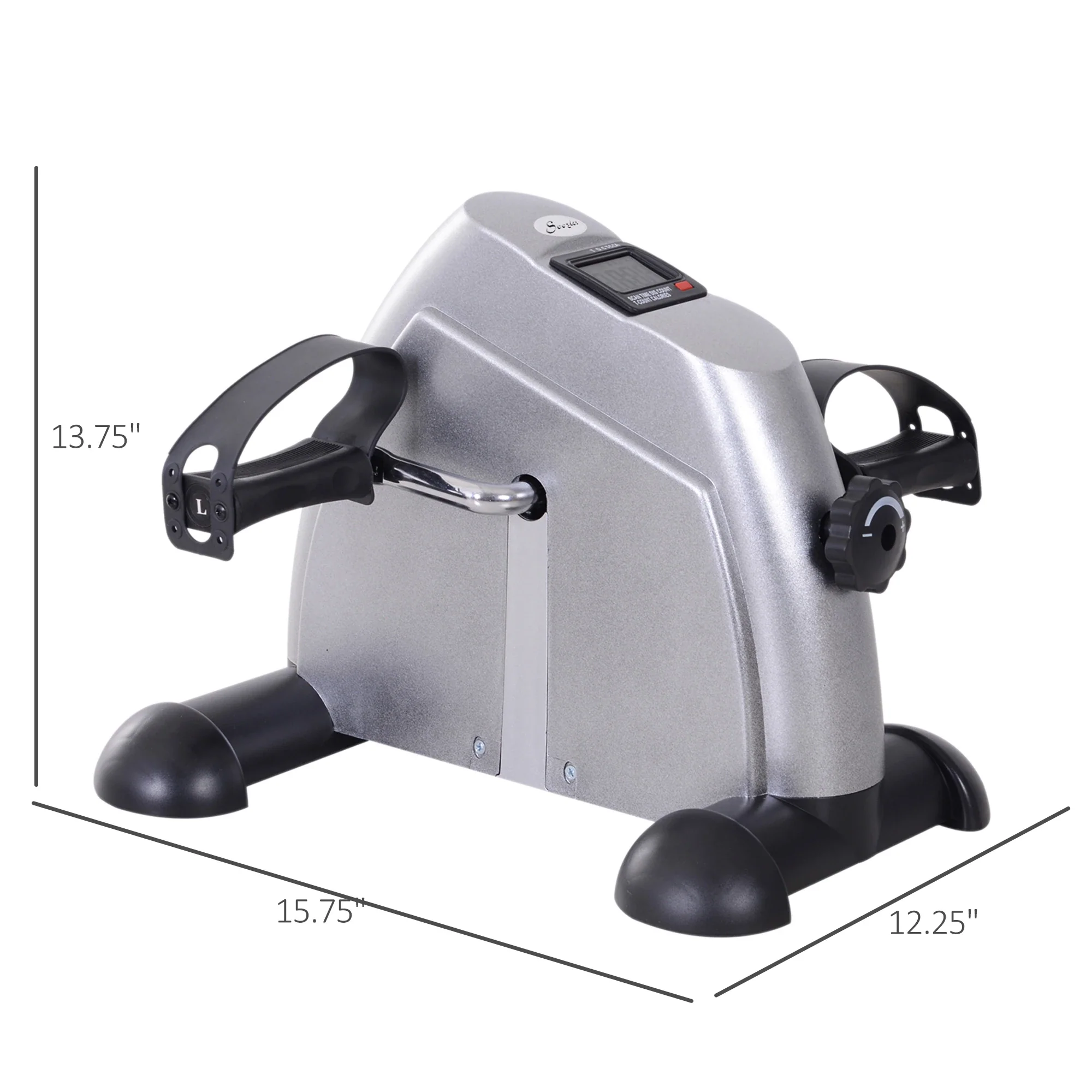 Portable Mini Pedal Exercise Bike, LCD Display, Silver - Image 3