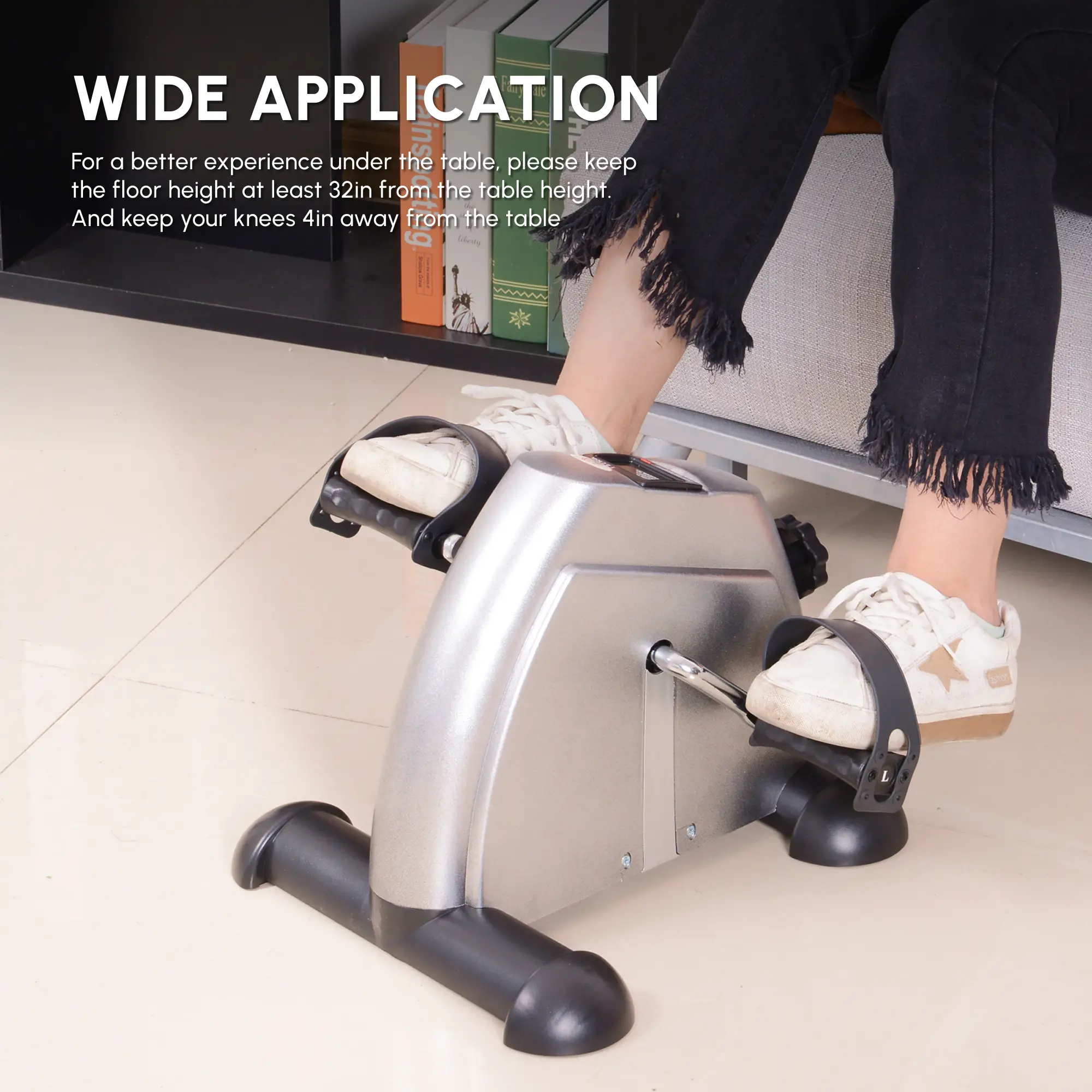 Portable Mini Pedal Exercise Bike, LCD Display, Silver - Image 8