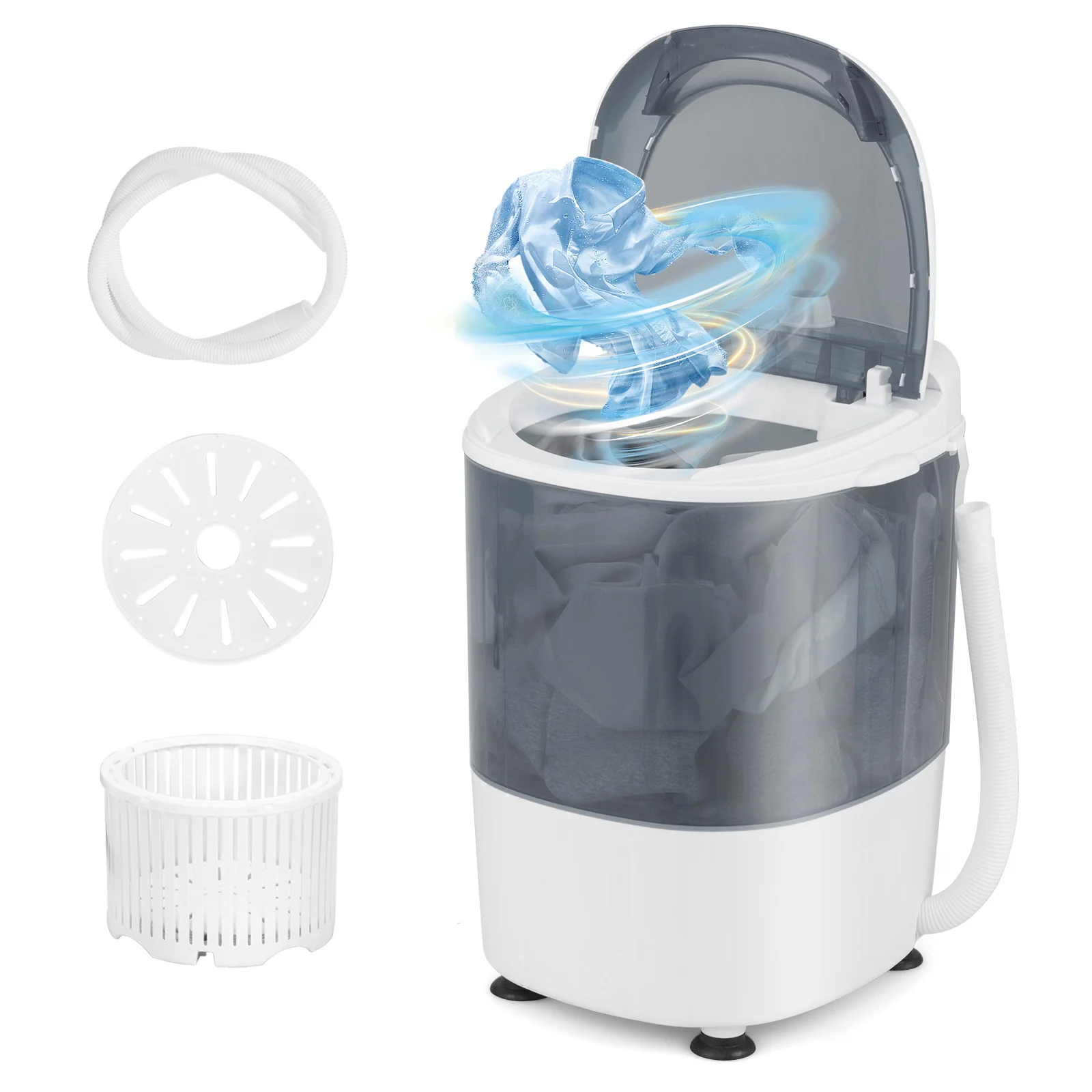 Portable Mini Washing Machine, Semi-Automatic Washer Spinner Combo, Gray - Image 7