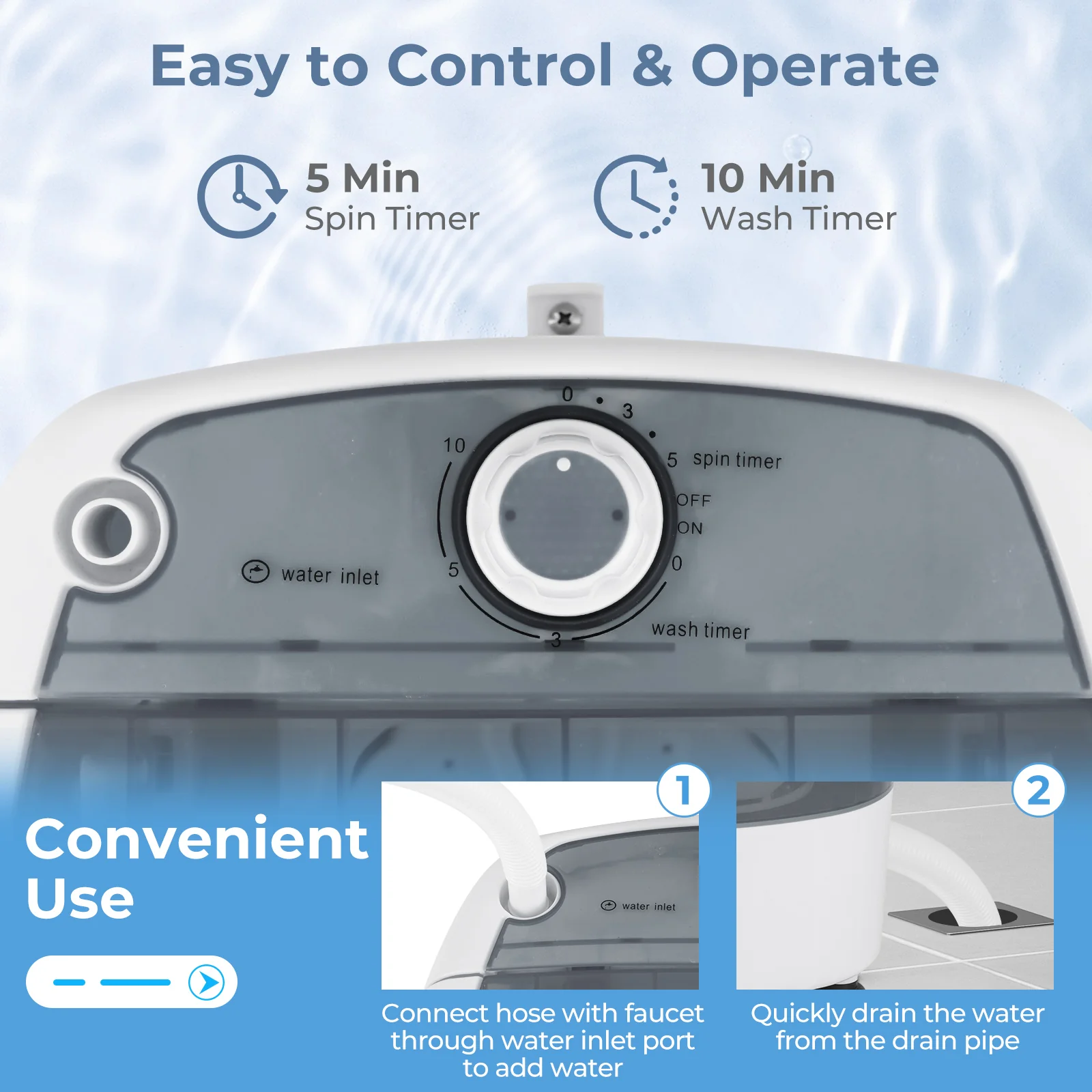Portable Mini Washing Machine, Semi-Automatic Washer Spinner Combo, Gray - Image 9