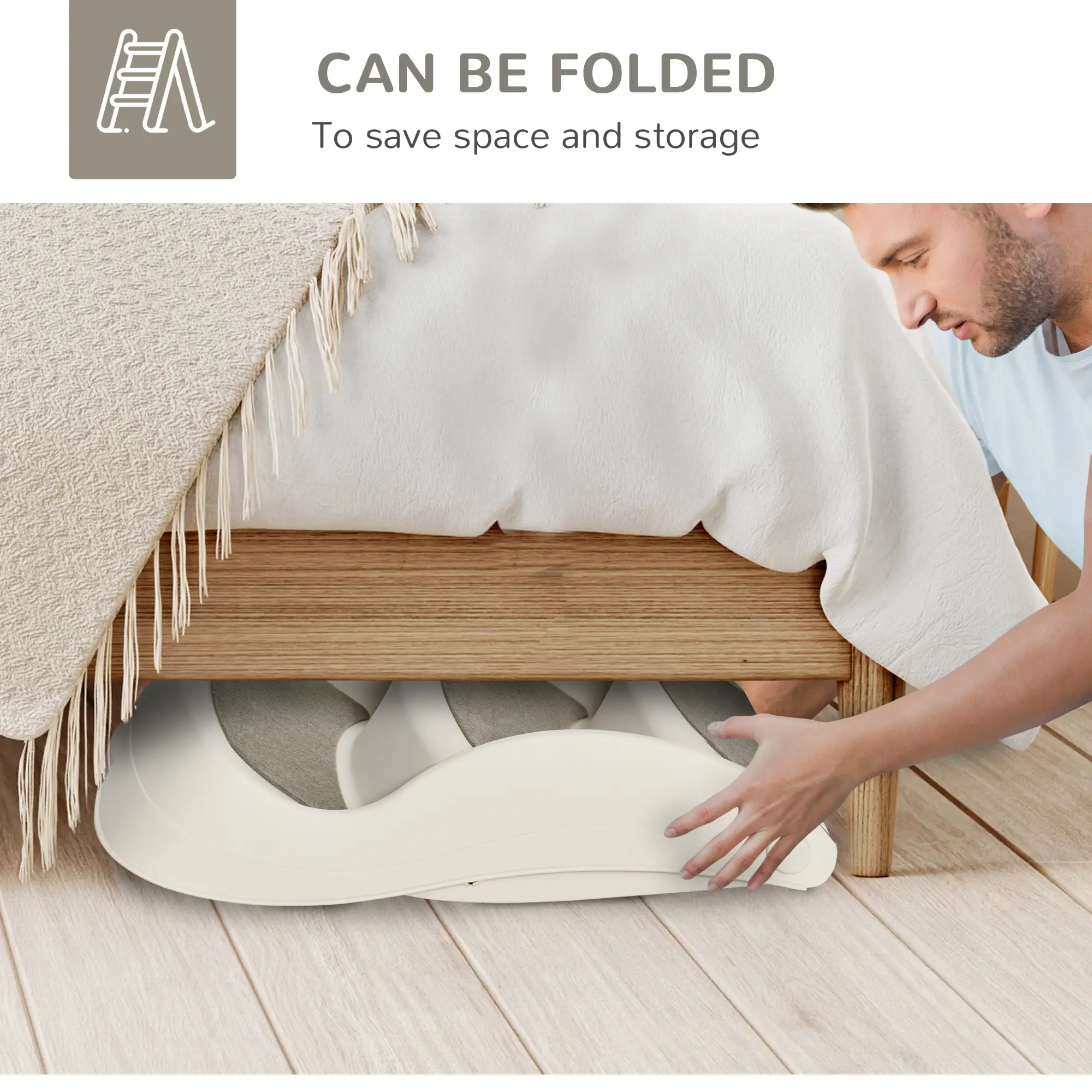 Portable Pet Stairs, 3-Step Foldable for Small Dogs Cats, Non-Slip, Cream - Image 6